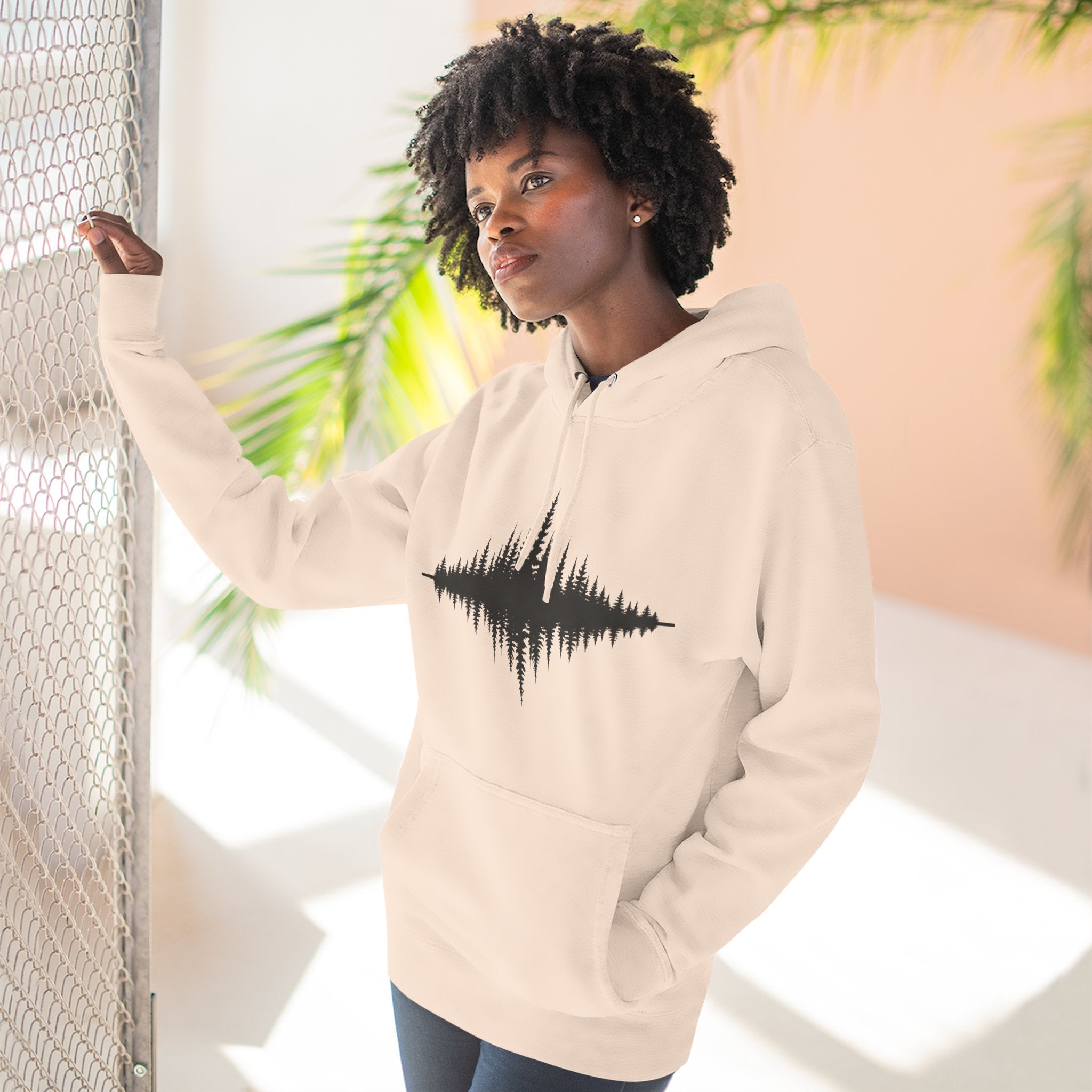 Forest Soundwave Hoodie — Minimal Nature Waveform Sweatshirt