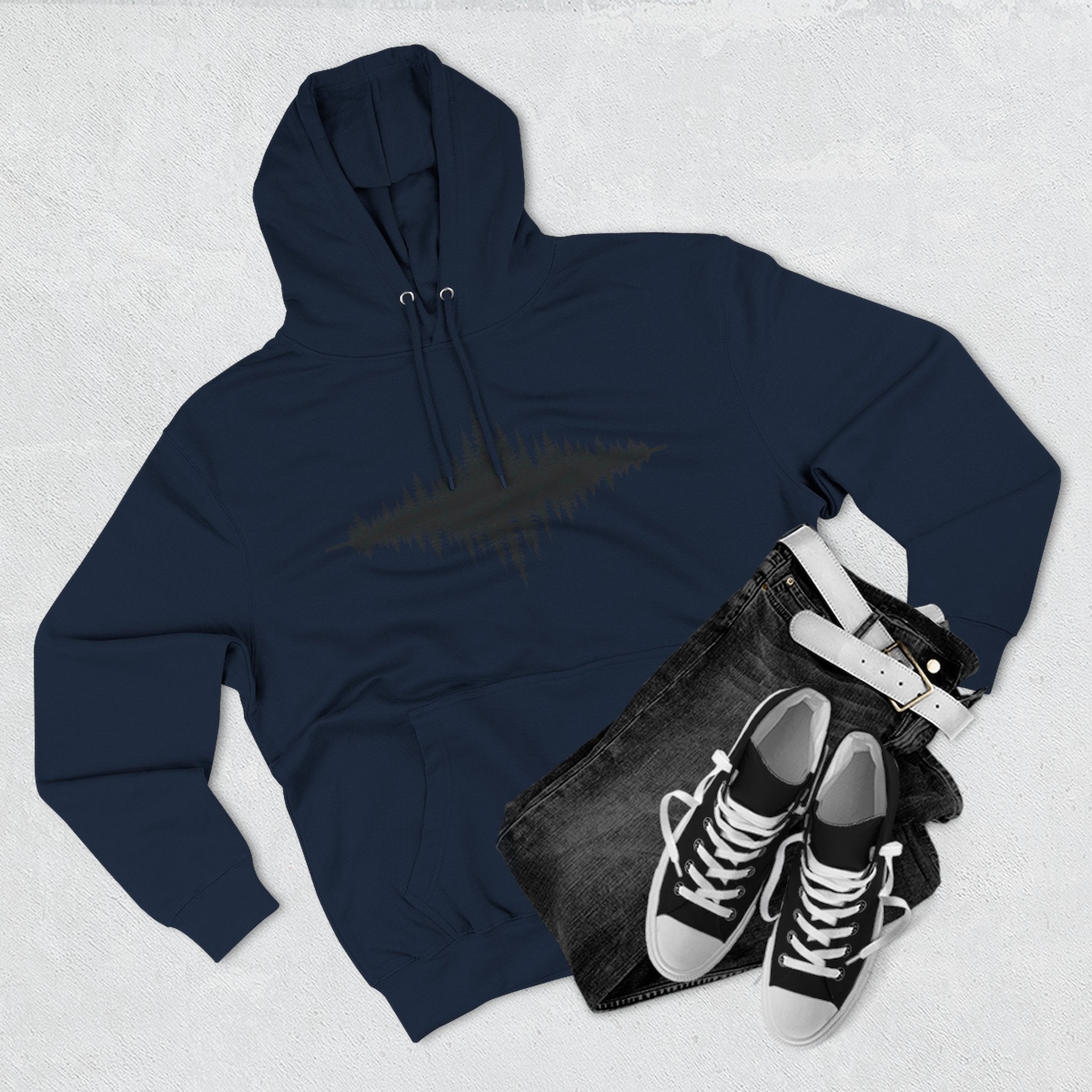 Forest Soundwave Hoodie — Minimal Nature Waveform Sweatshirt