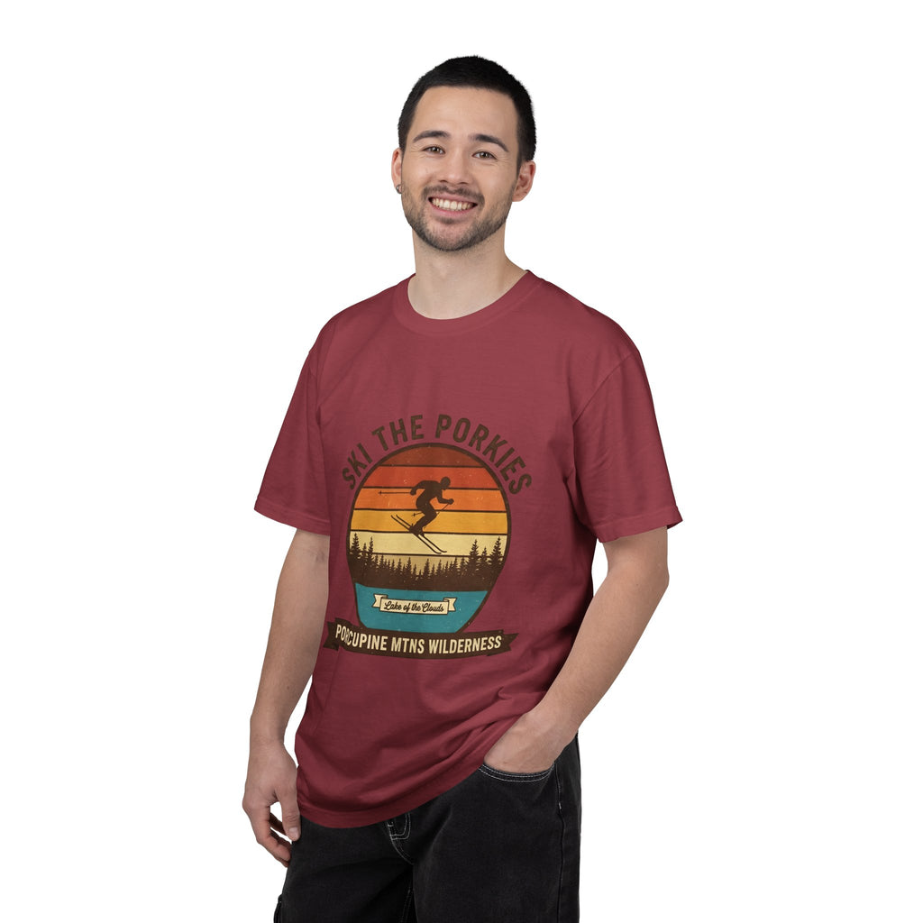 Ski the Porkies T-Shirt — Porcupine Mtns Wilderness Retro Skiing Tee