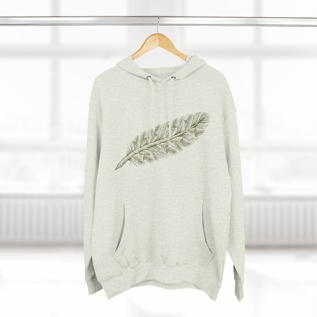 The "Forest Feather" Premium Hoodie - Pine Needle & Quill Illustration