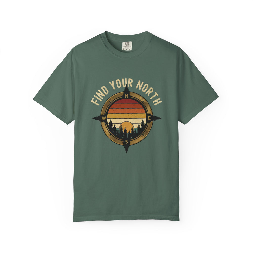 Find Your North T-Shirt — Vintage Compass Sunset Graphic Tee