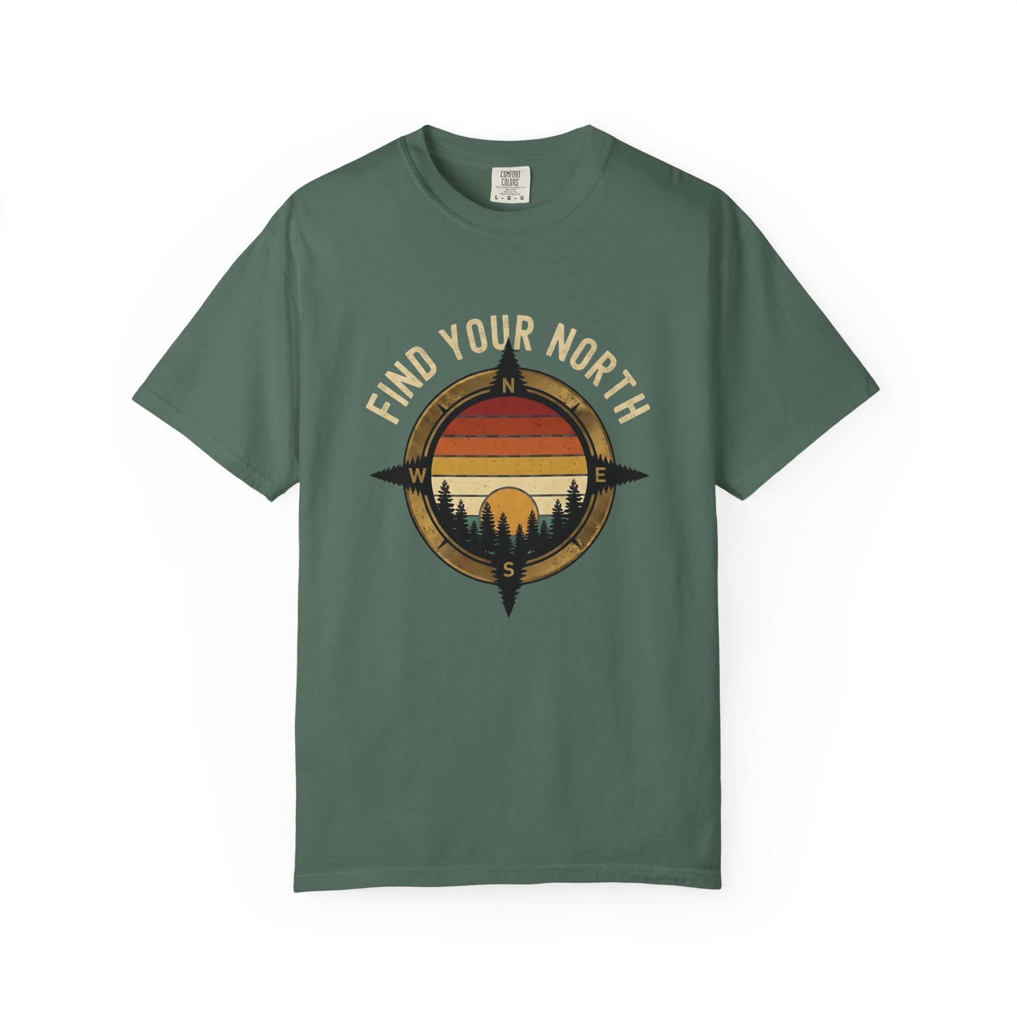Find Your North T-Shirt — Vintage Compass Sunset Graphic Tee