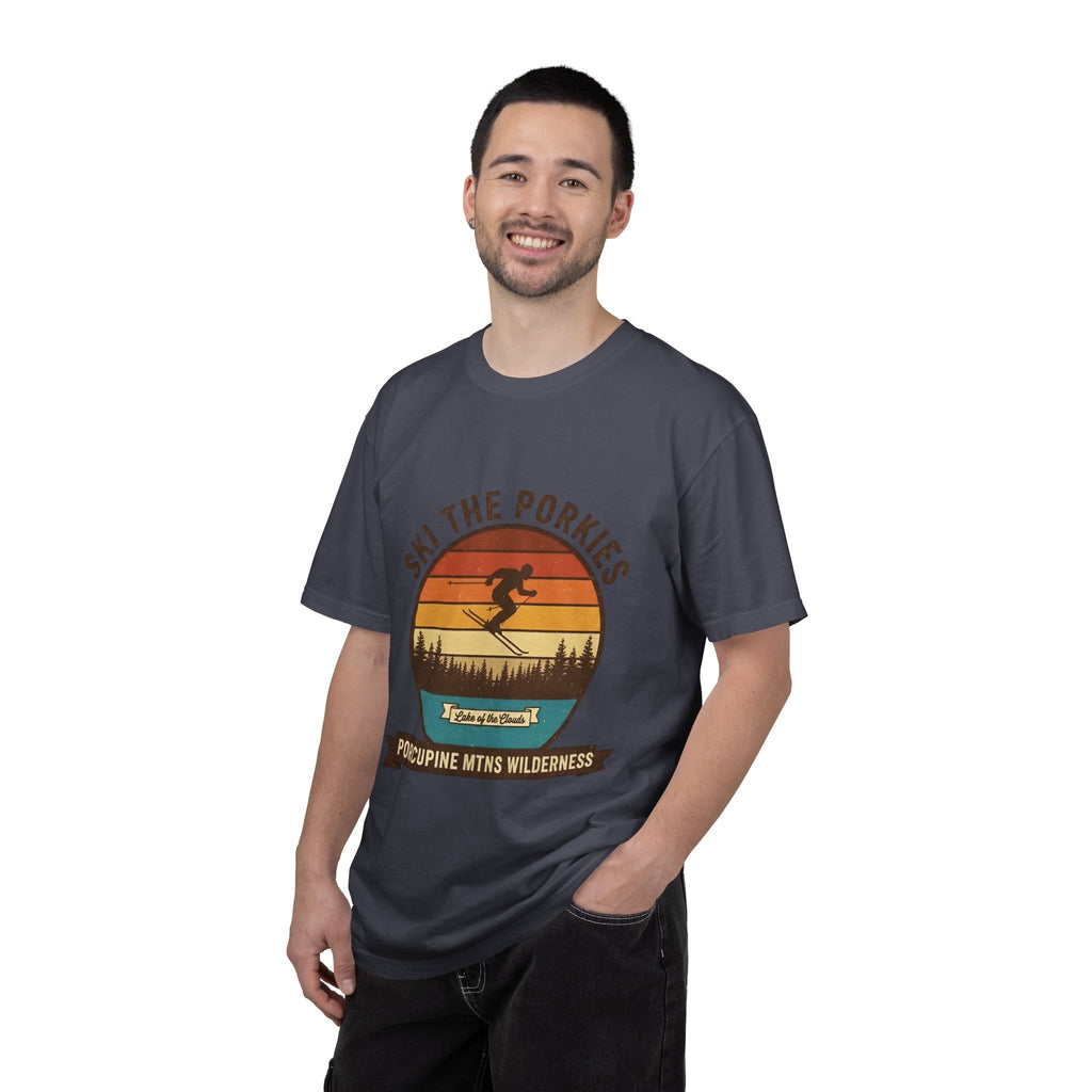 Ski the Porkies T-Shirt — Porcupine Mtns Wilderness Retro Skiing Tee