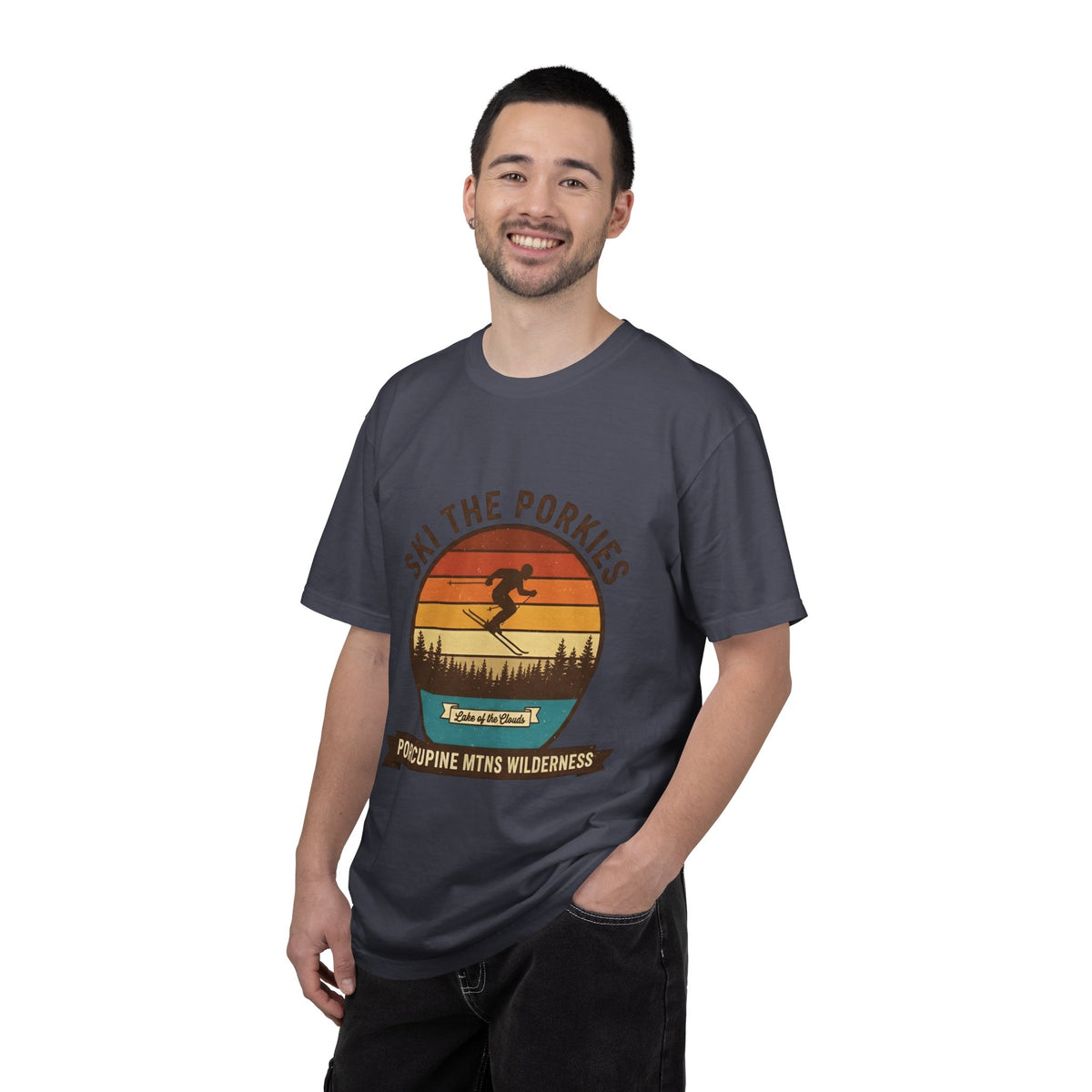 Ski the Porkies T-Shirt — Porcupine Mtns Wilderness Retro Skiing Tee