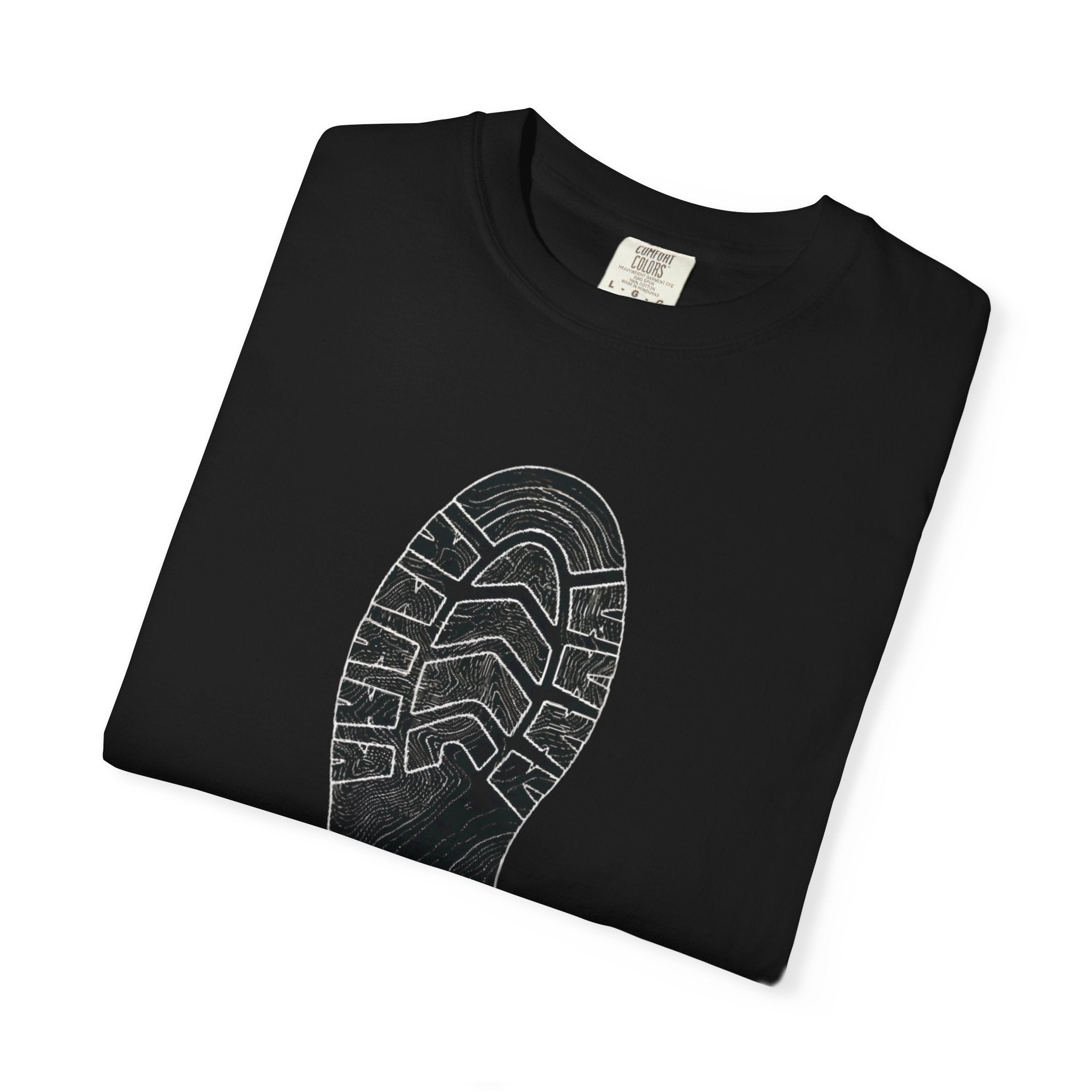 Sole Print T-Shirt — Minimal Boot Print Graphic Tee