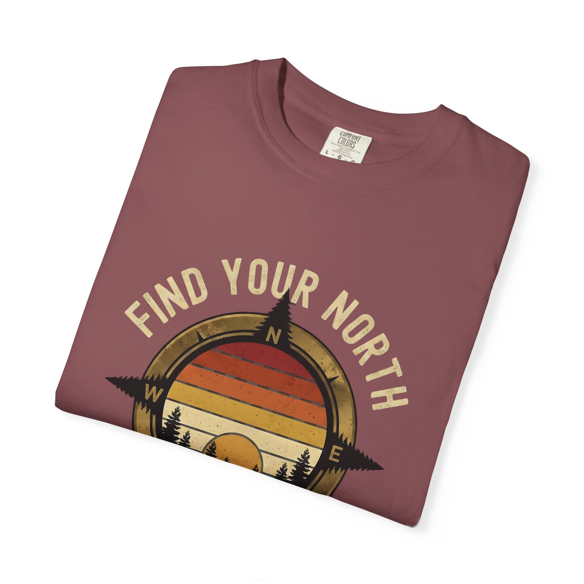 Find Your North T-Shirt — Vintage Compass Sunset Graphic Tee