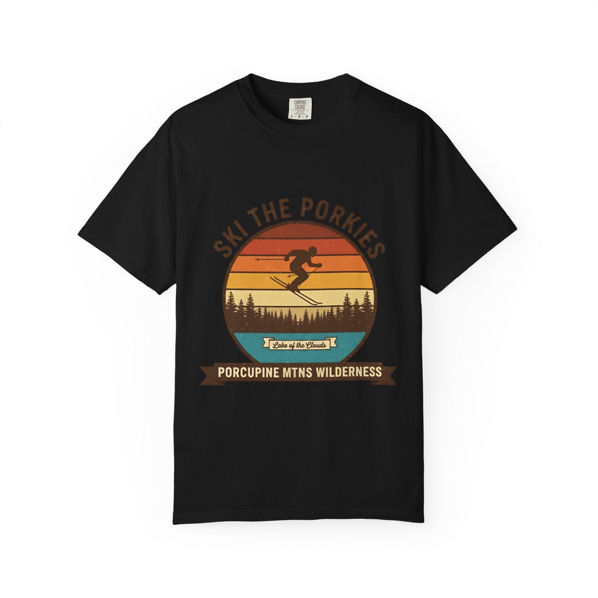 Ski the Porkies T-Shirt — Porcupine Mtns Wilderness Retro Skiing Tee