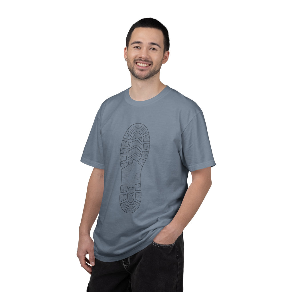 Sole Print T-Shirt — Minimal Boot Print Graphic Tee