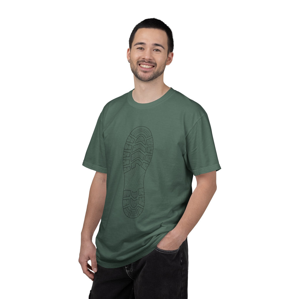 Sole Print T-Shirt — Minimal Boot Print Graphic Tee