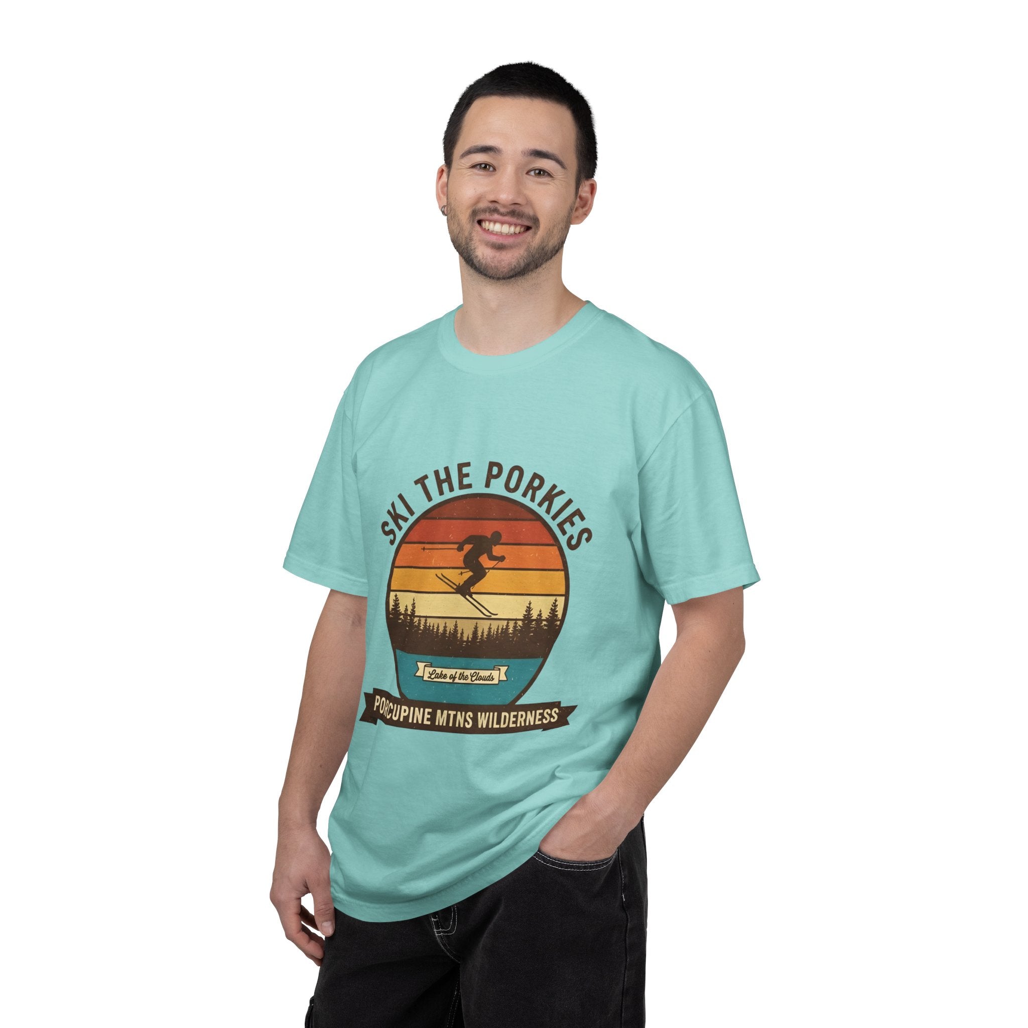 Ski the Porkies T-Shirt — Porcupine Mtns Wilderness Retro Skiing Tee