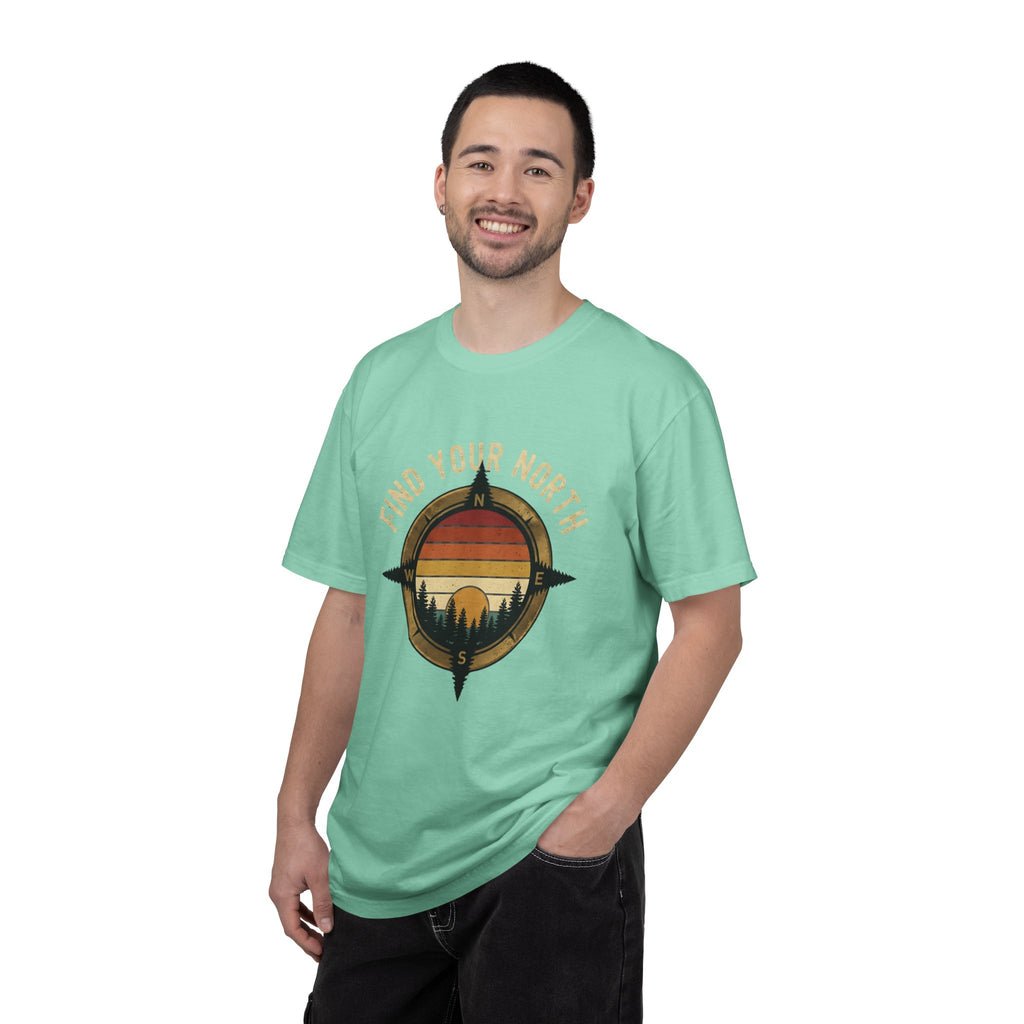Find Your North T-Shirt — Vintage Compass Sunset Graphic Tee