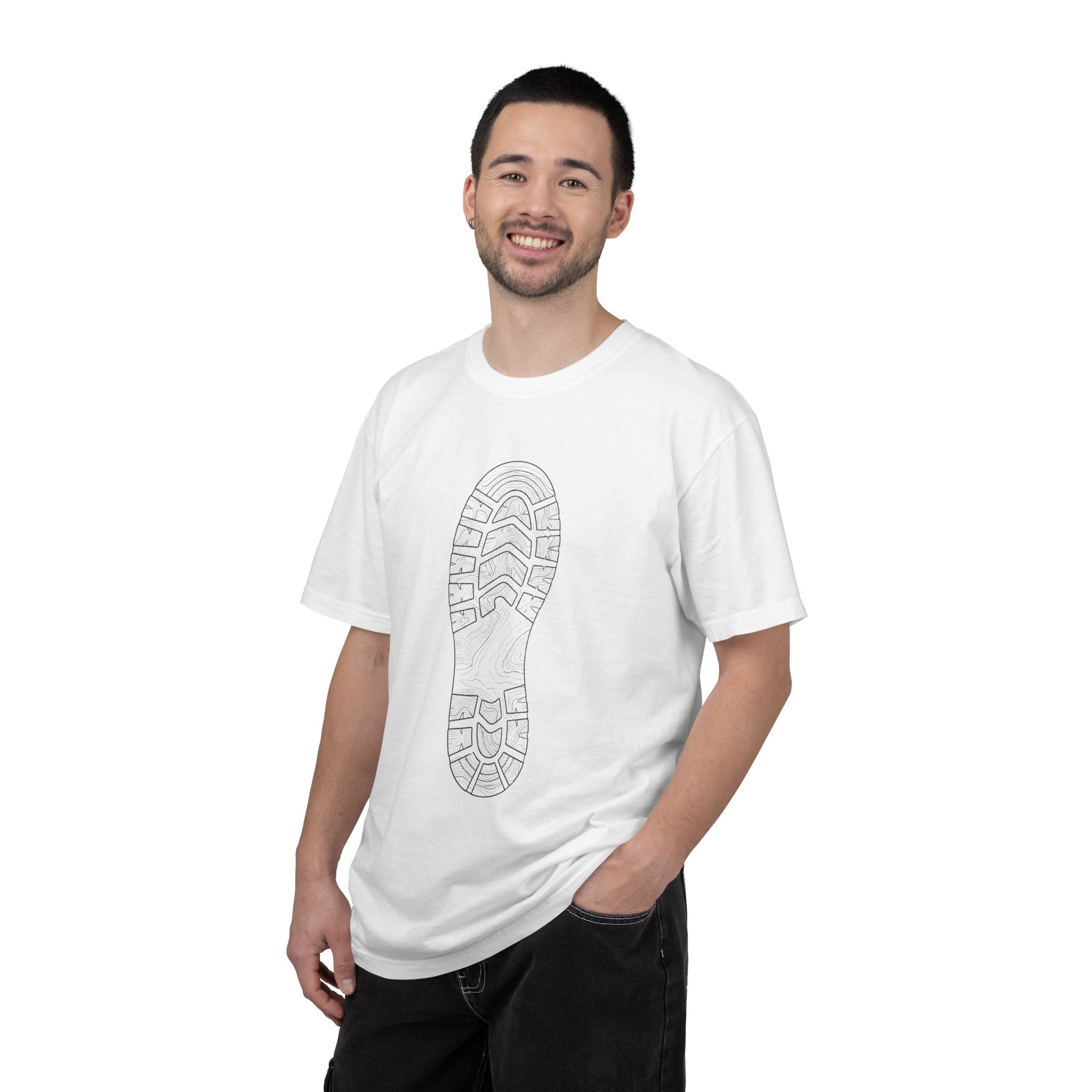 Sole Print T-Shirt — Minimal Boot Print Graphic Tee