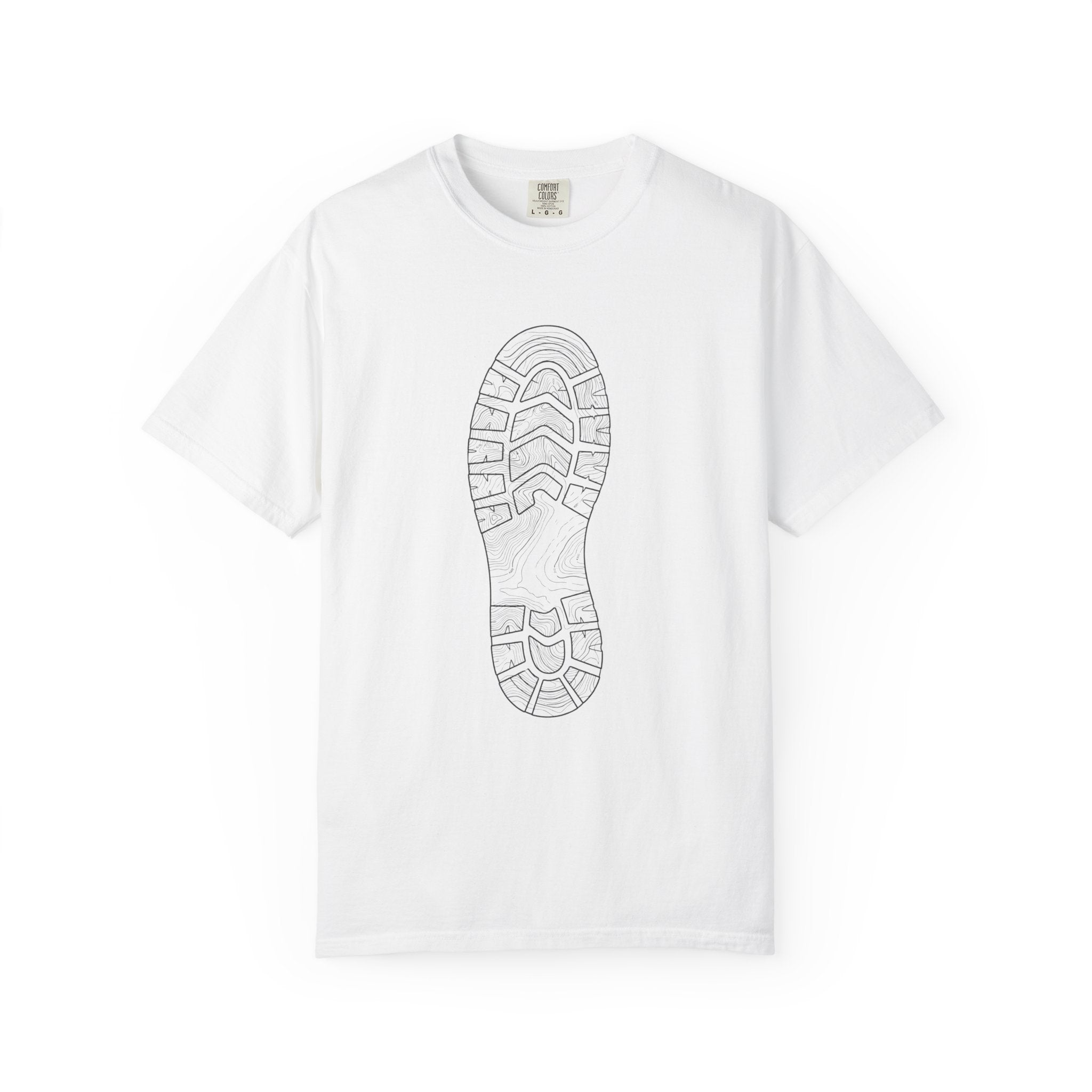 Sole Print T-Shirt — Minimal Boot Print Graphic Tee