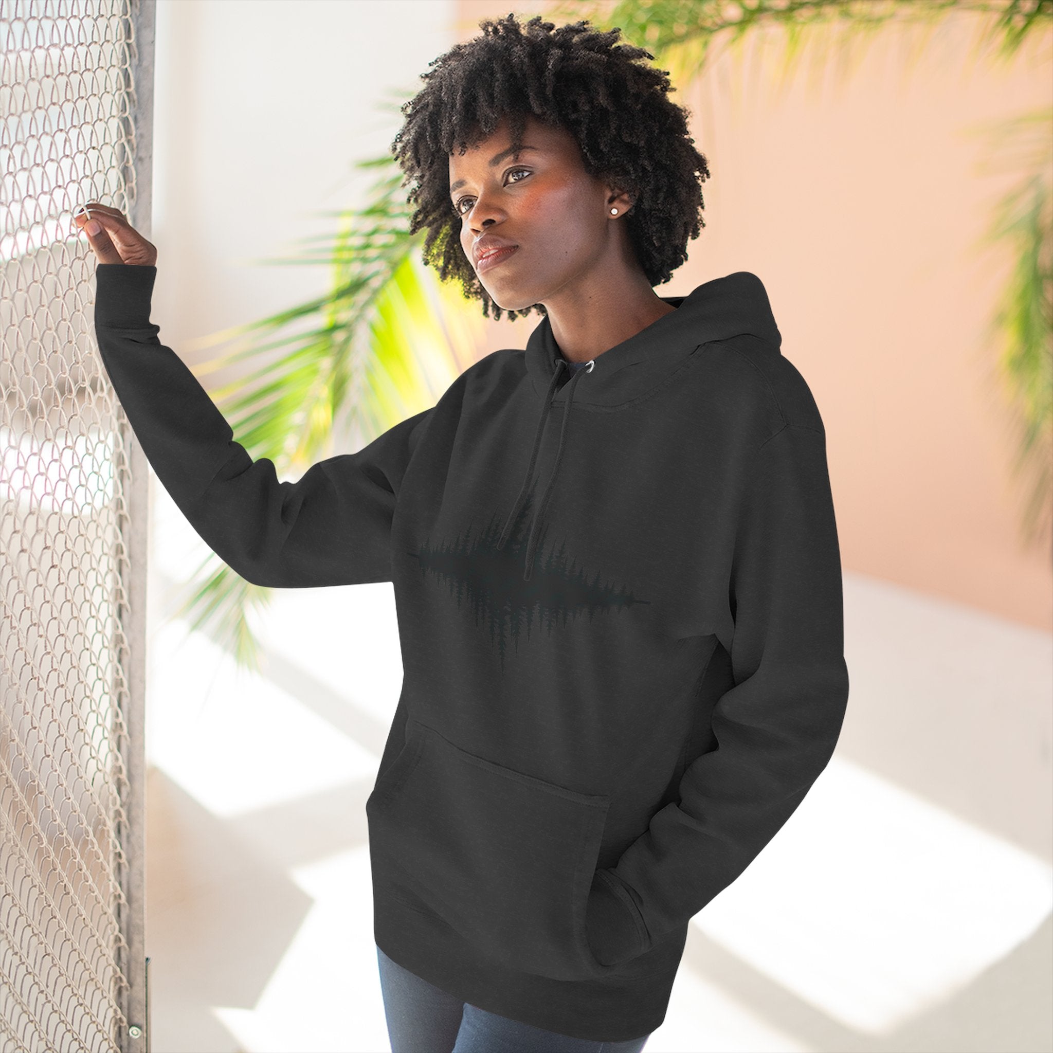 Forest Soundwave Hoodie — Minimal Nature Waveform Sweatshirt
