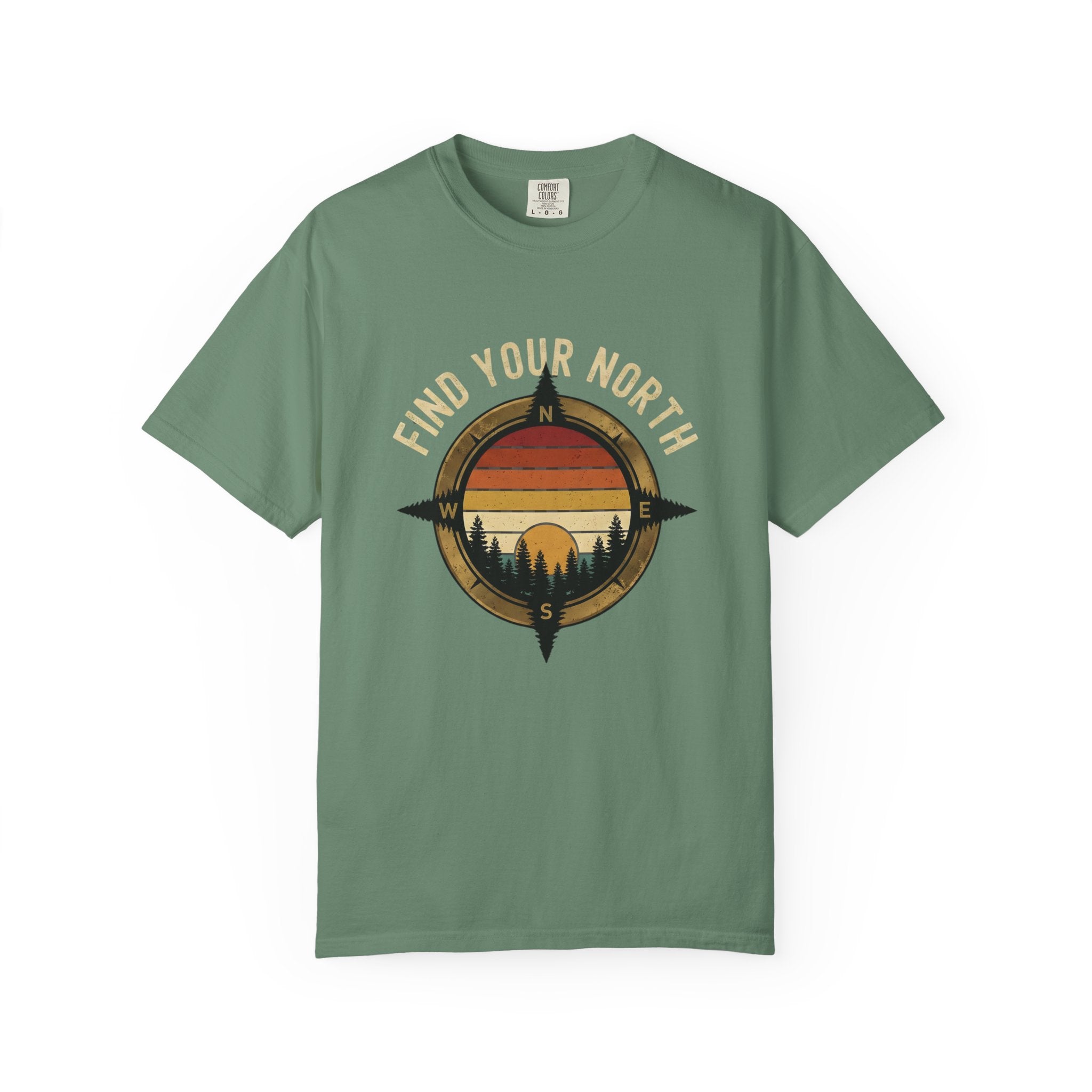 Find Your North T-Shirt — Vintage Compass Sunset Graphic Tee