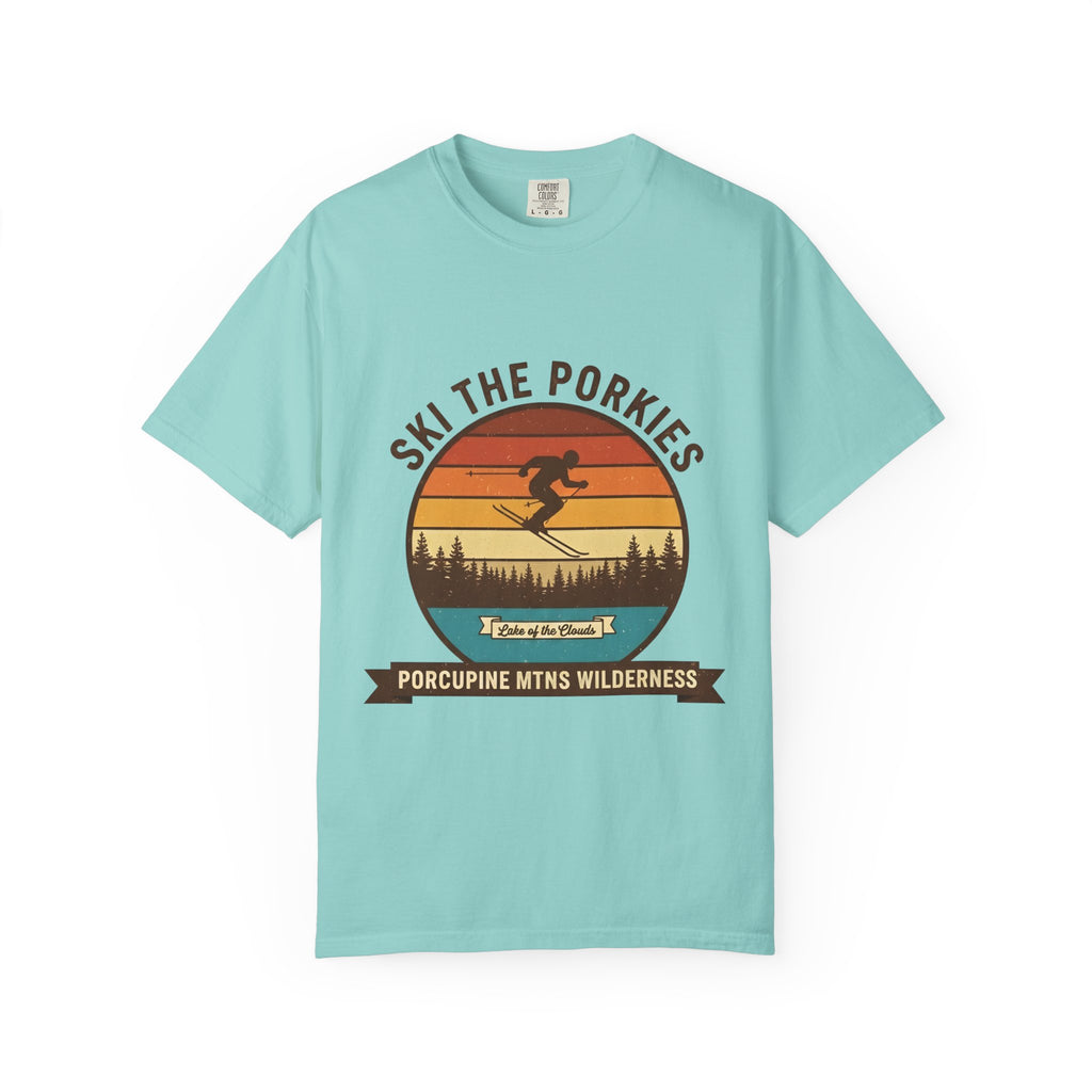 Ski the Porkies T-Shirt — Porcupine Mtns Wilderness Retro Skiing Tee