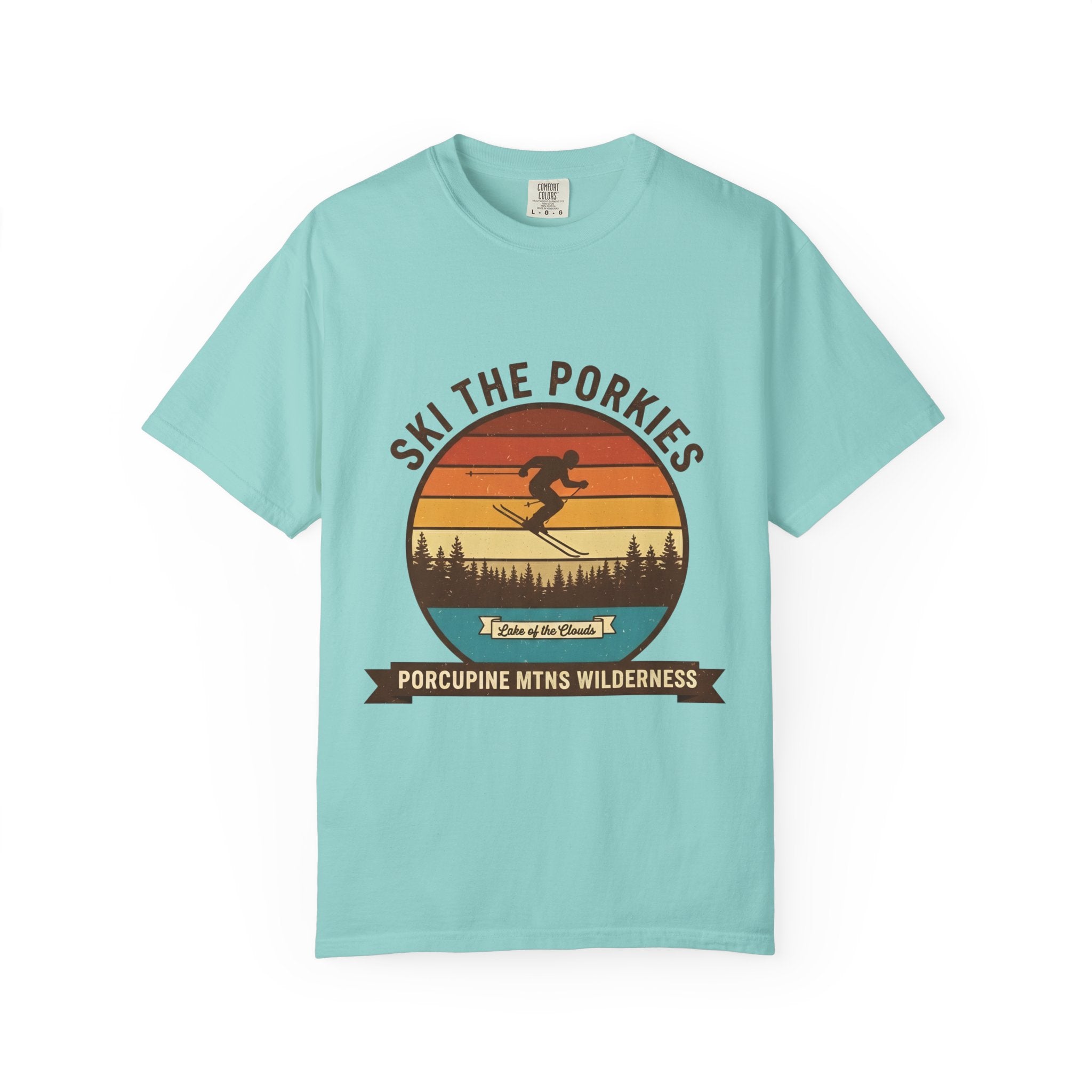 Ski the Porkies T-Shirt — Porcupine Mtns Wilderness Retro Skiing Tee