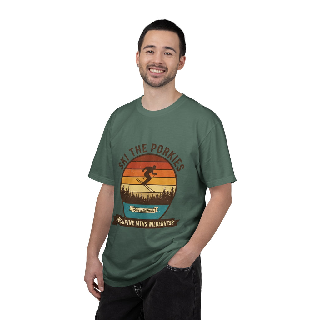 Ski the Porkies T-Shirt — Porcupine Mtns Wilderness Retro Skiing Tee