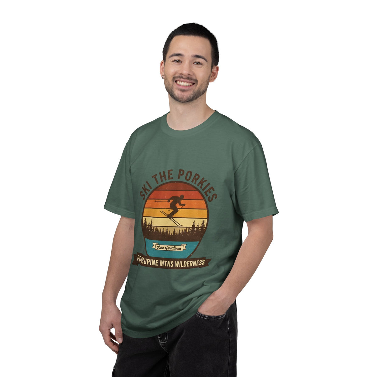 Ski the Porkies T-Shirt — Porcupine Mtns Wilderness Retro Skiing Tee