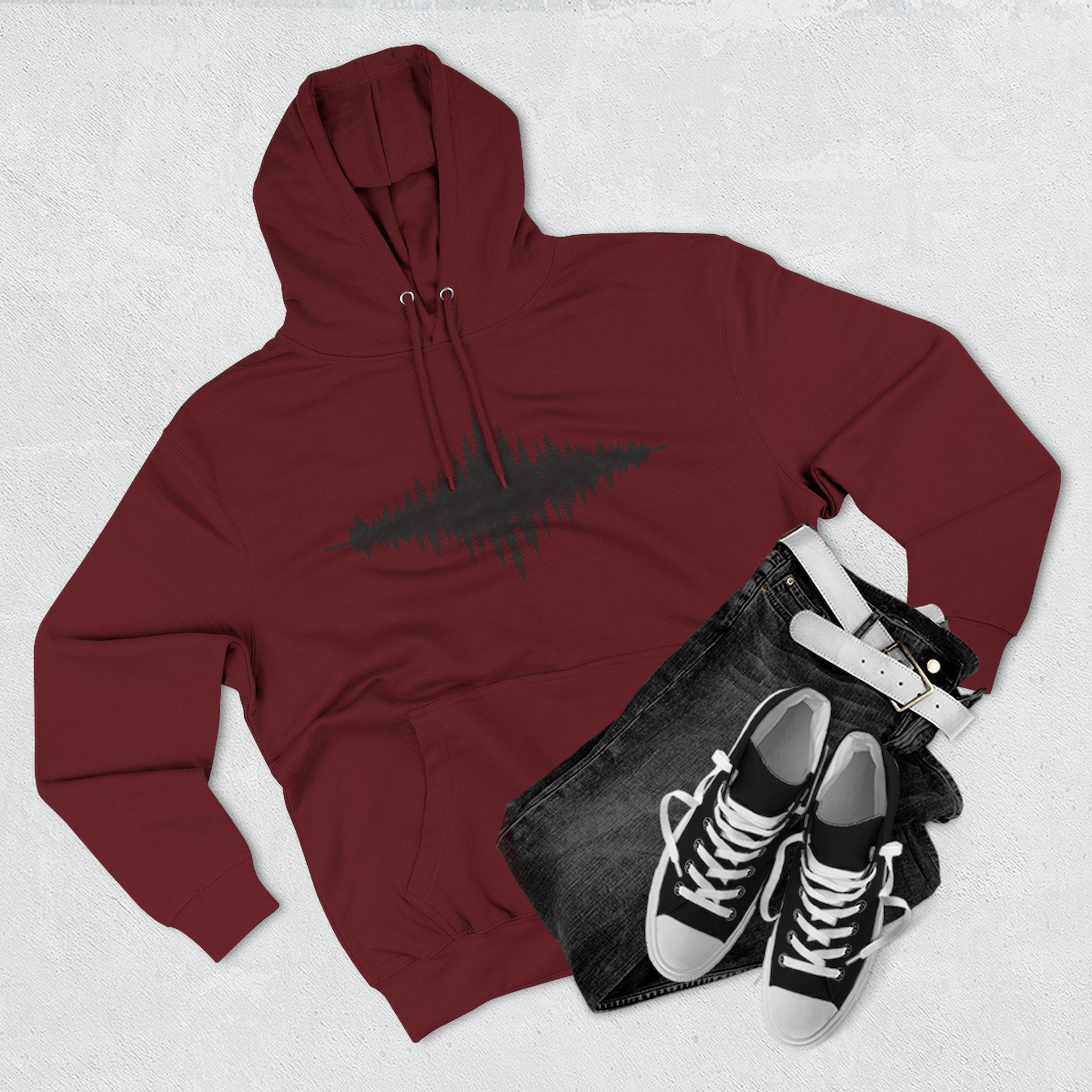 Forest Soundwave Hoodie — Minimal Nature Waveform Sweatshirt