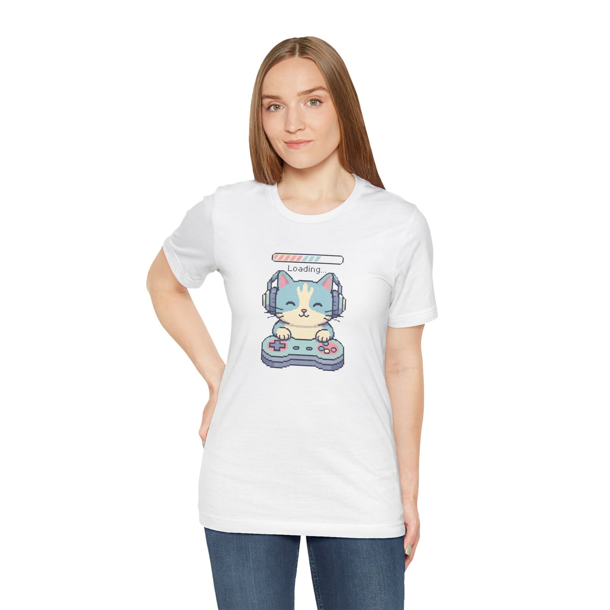 Gaming Cat Loading Screen | Pixel Art Graphic Tee