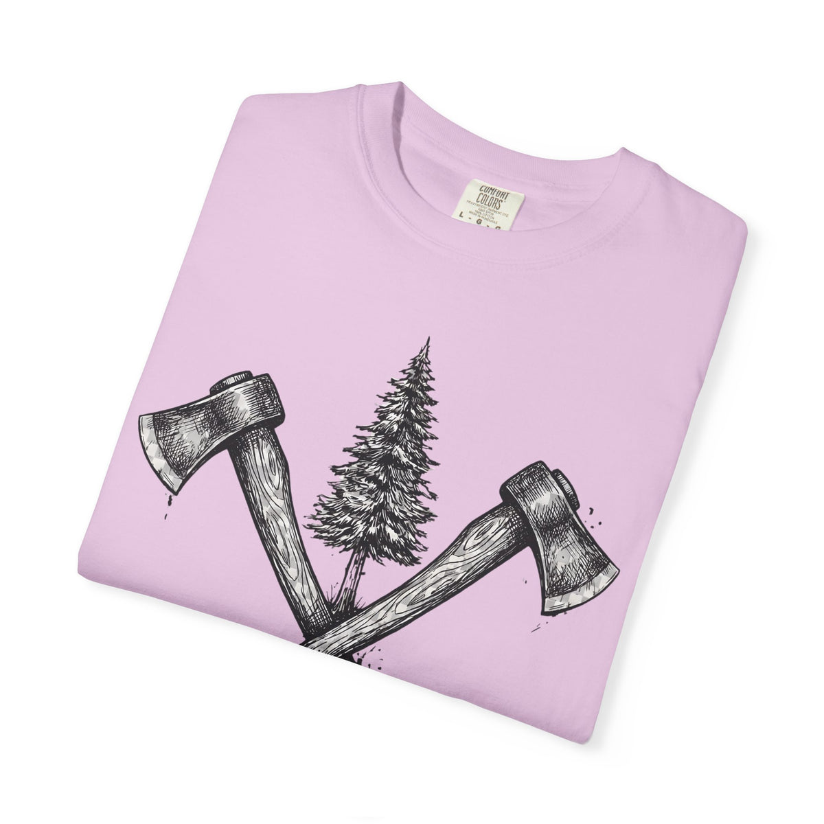 Axe & Pine Tree T-Shirt — Rustic Lumberjack Graphic Tee