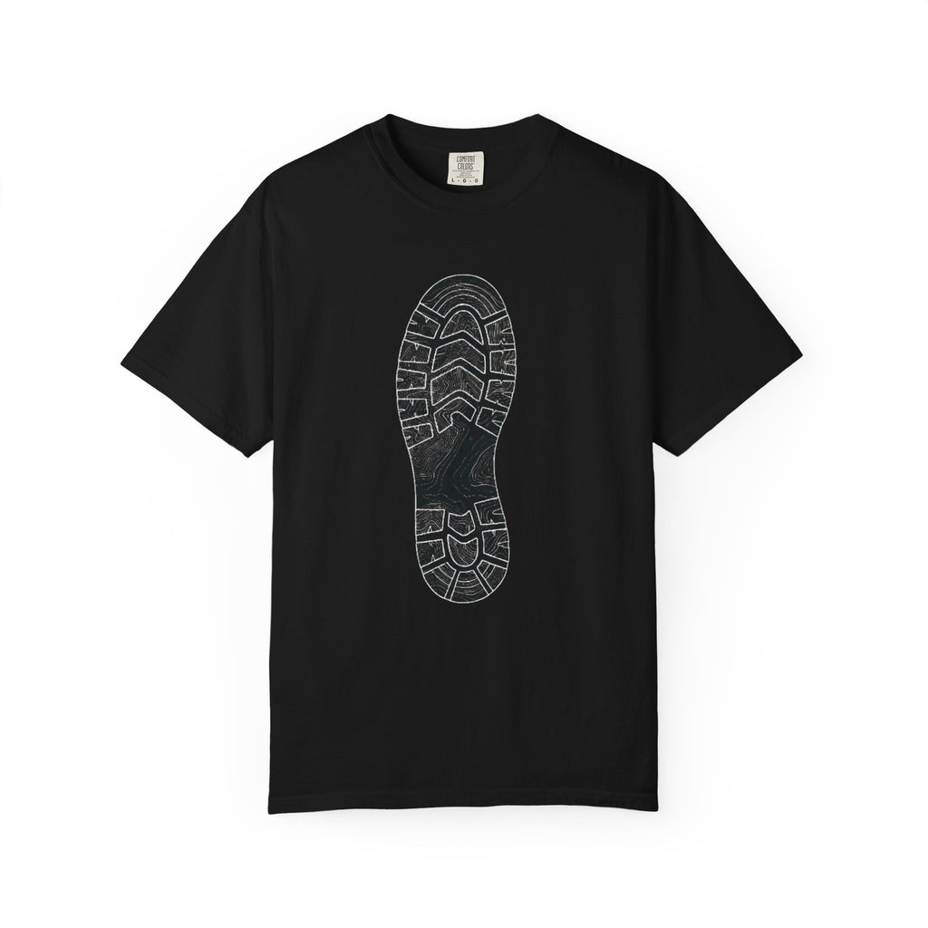 Sole Print T-Shirt — Minimal Boot Print Graphic Tee