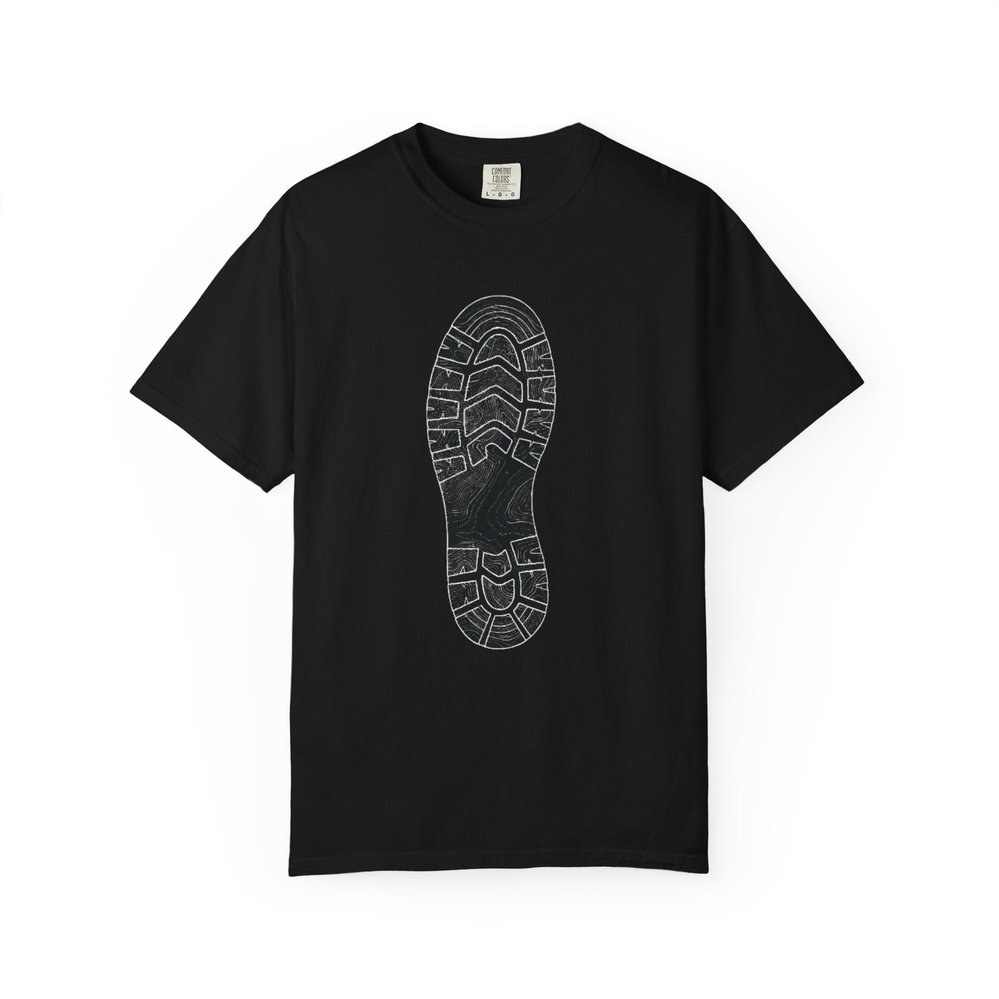Sole Print T-Shirt — Minimal Boot Print Graphic Tee