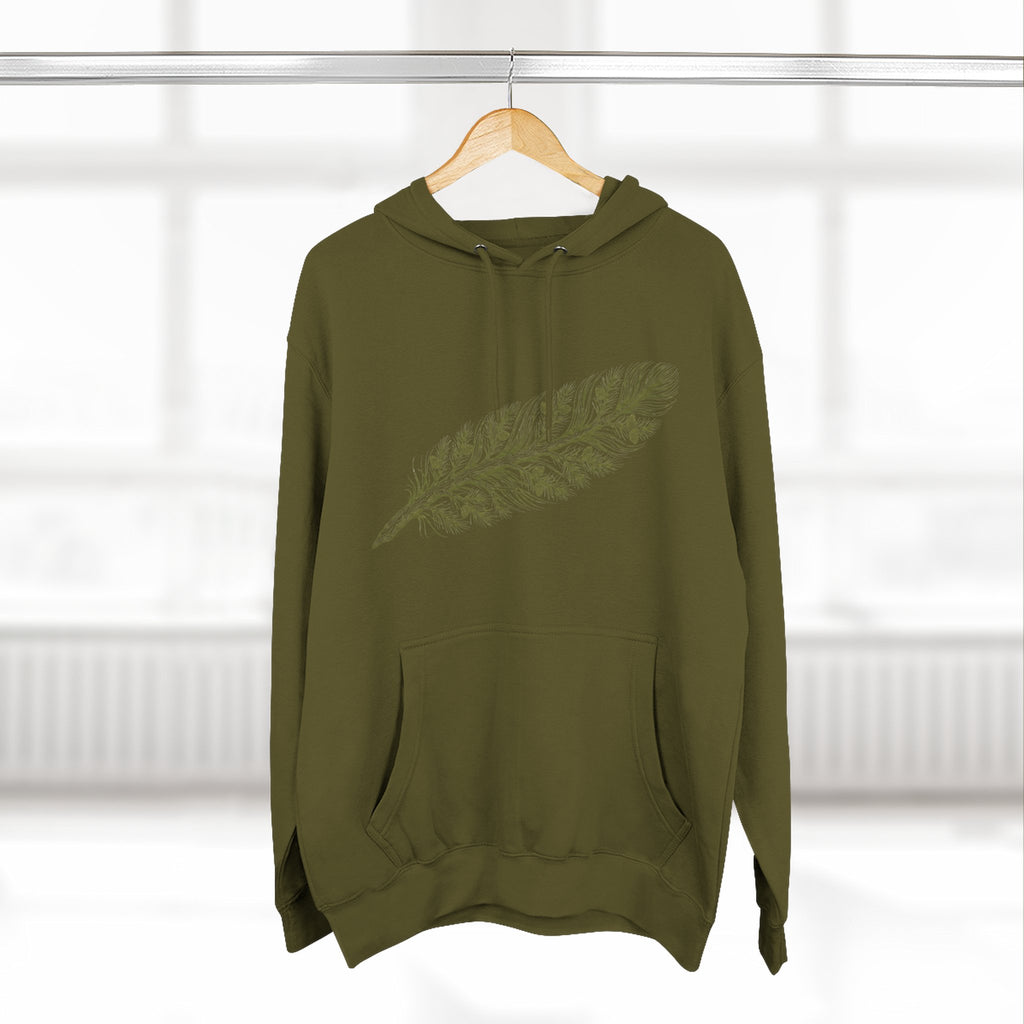 The "Forest Feather" Premium Hoodie - Pine Needle & Quill Illustration