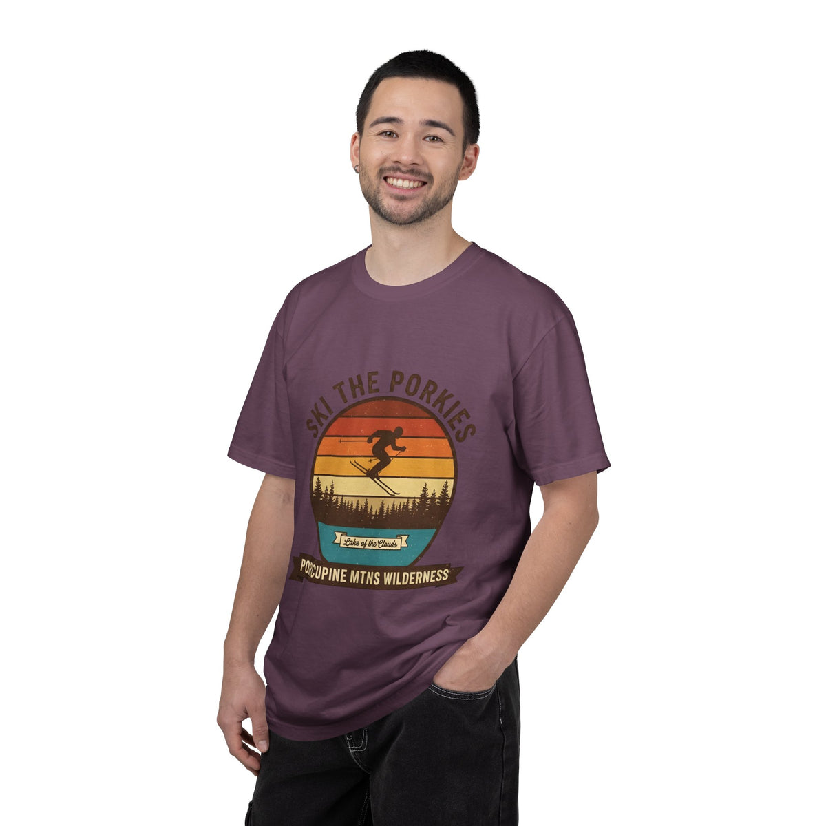 Ski the Porkies T-Shirt — Porcupine Mtns Wilderness Retro Skiing Tee