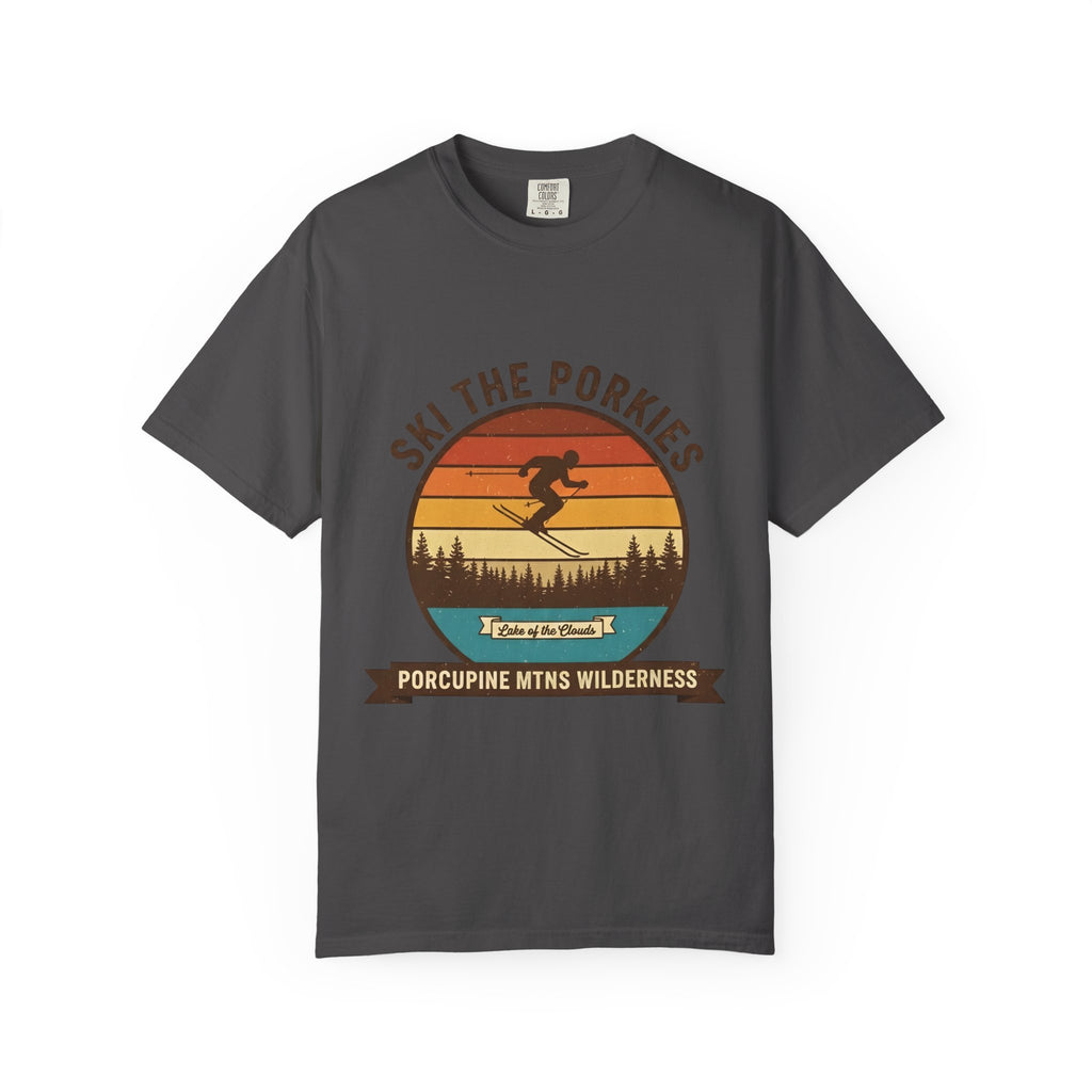 Ski the Porkies T-Shirt — Porcupine Mtns Wilderness Retro Skiing Tee