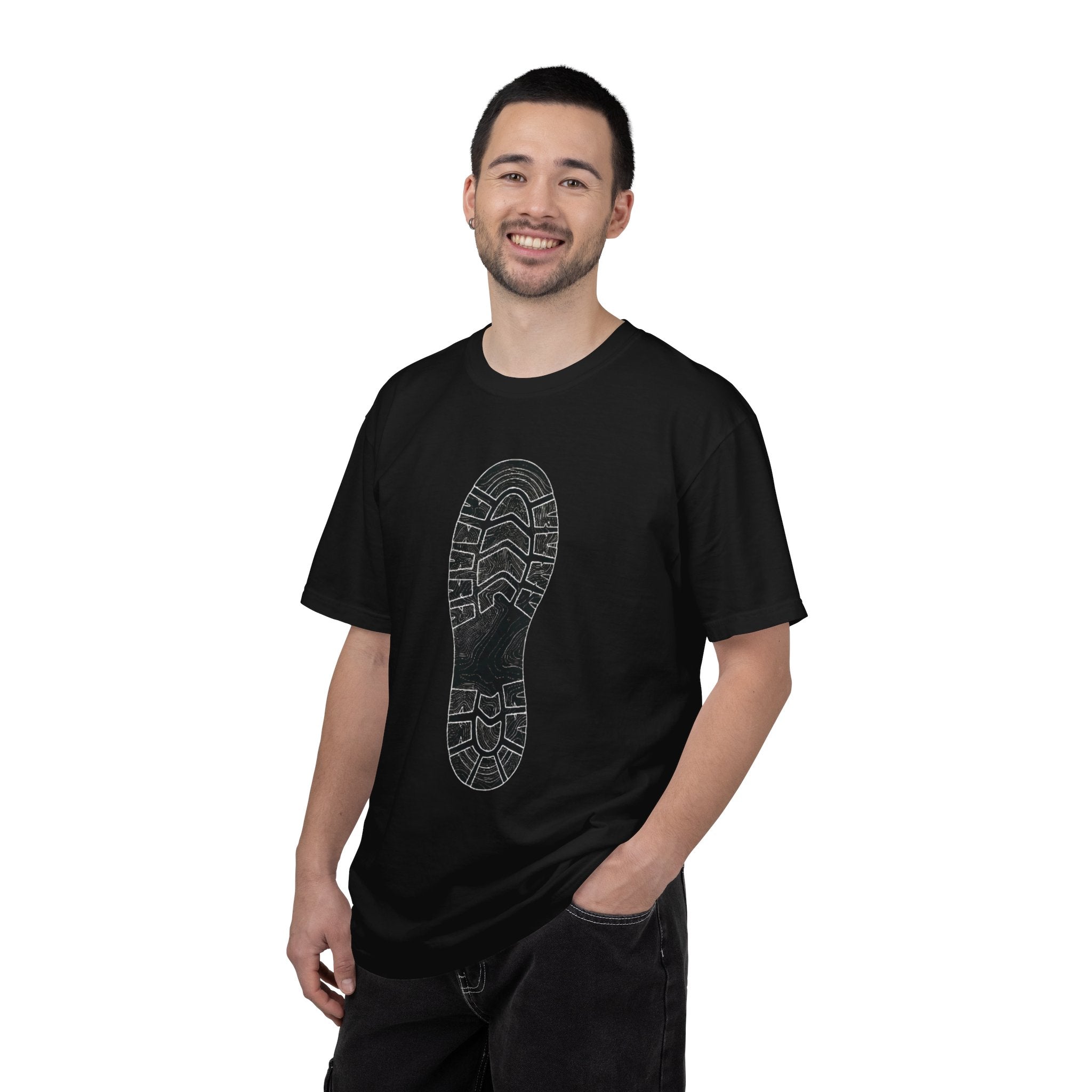 Sole Print T-Shirt — Minimal Boot Print Graphic Tee