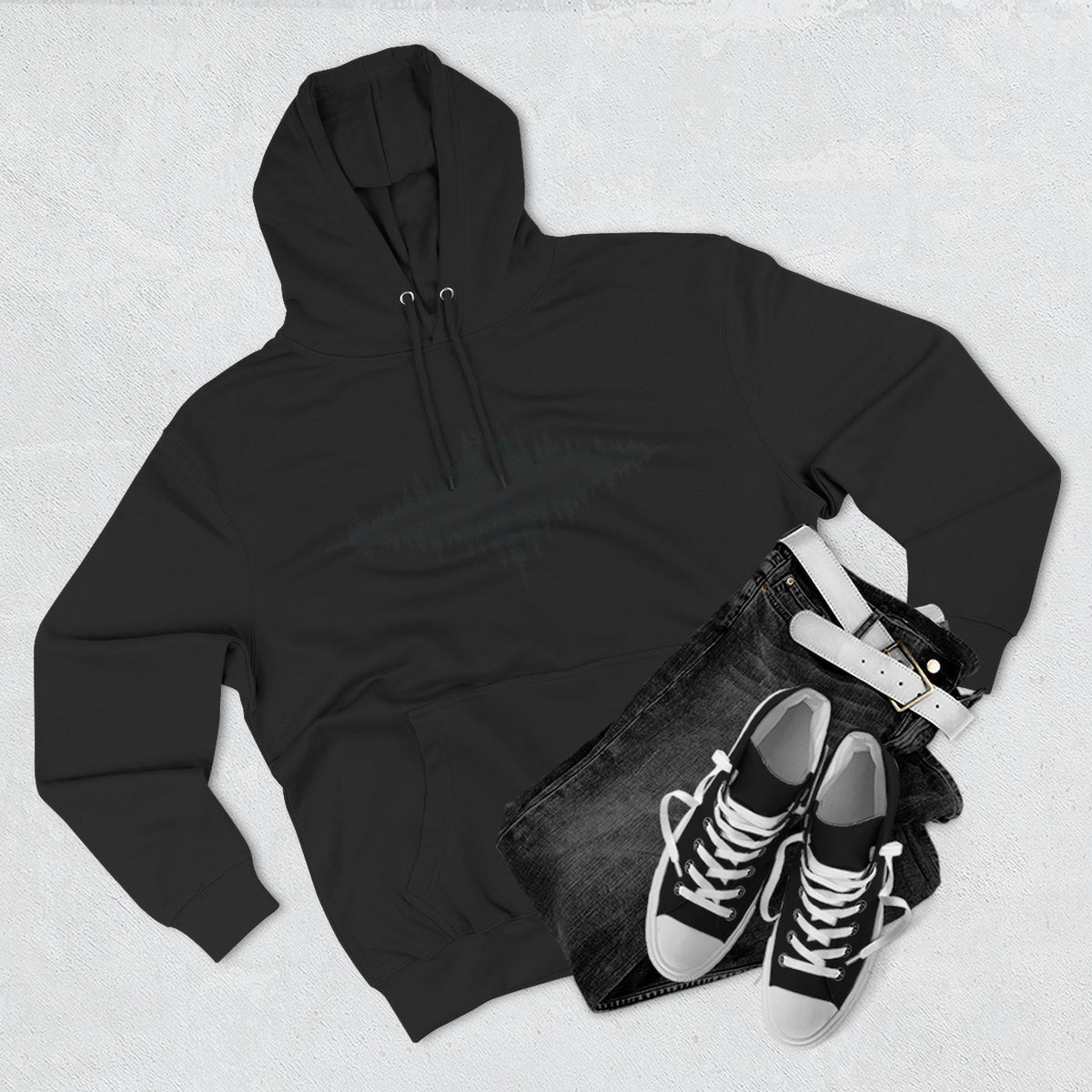 Forest Soundwave Hoodie — Minimal Nature Waveform Sweatshirt