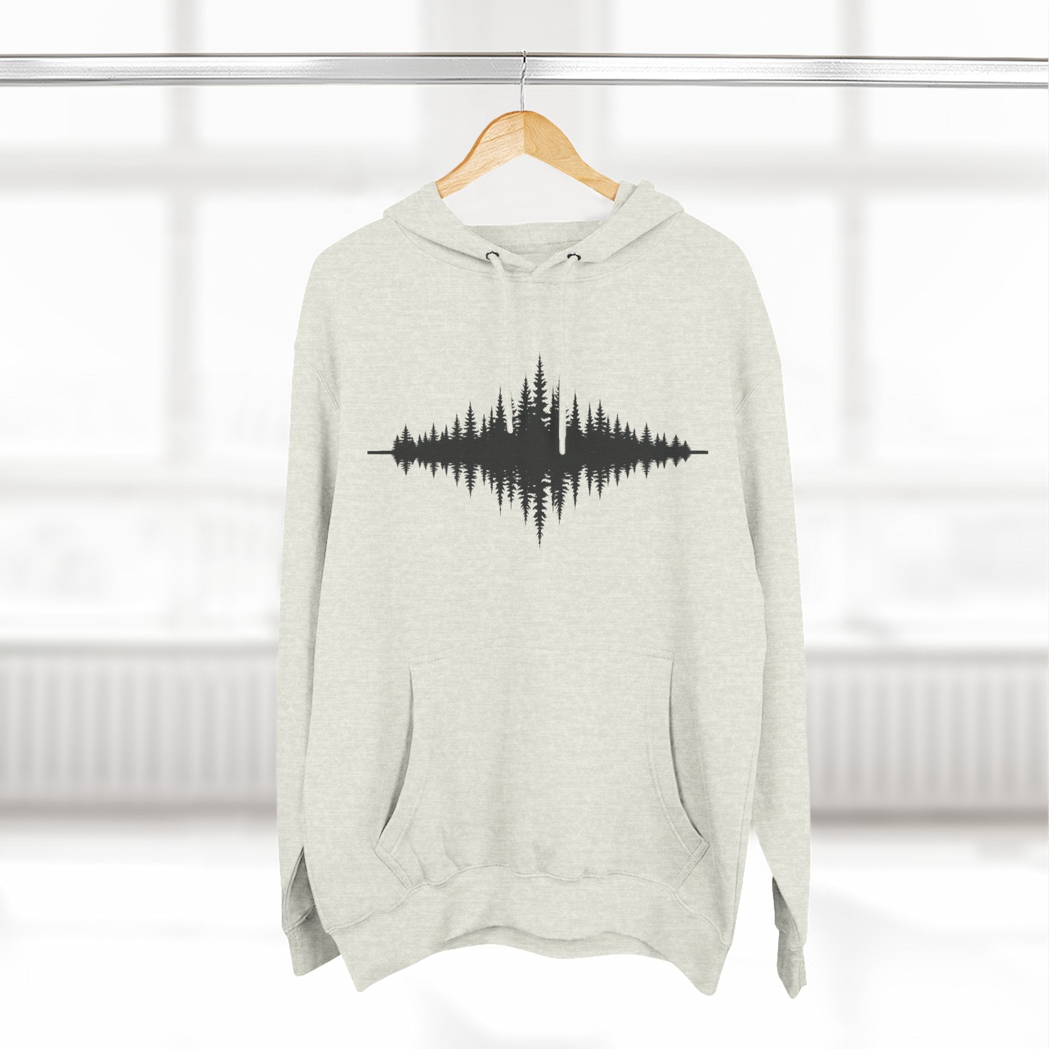 Forest Soundwave Hoodie — Minimal Nature Waveform Sweatshirt