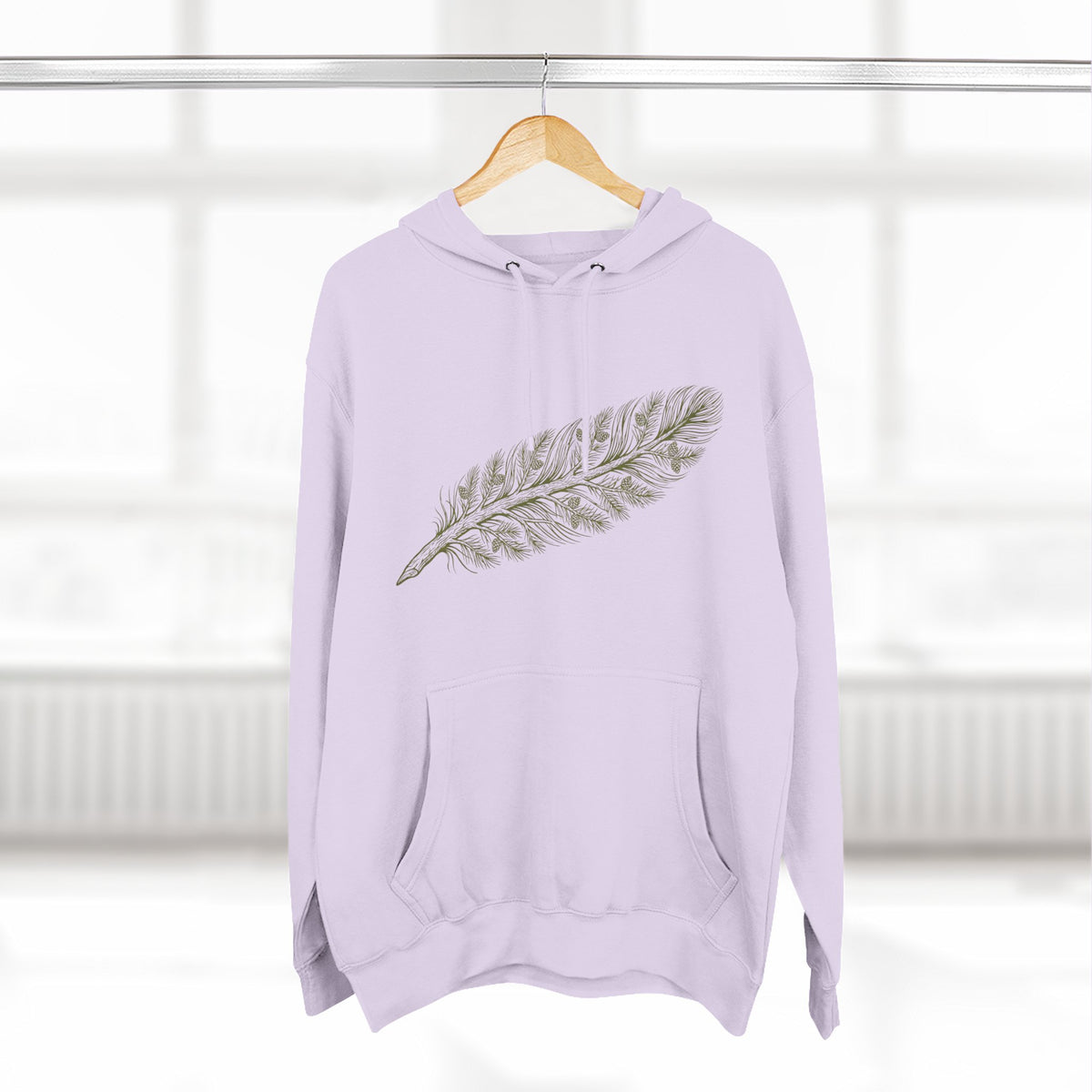 The "Forest Feather" Premium Hoodie - Pine Needle & Quill Illustration