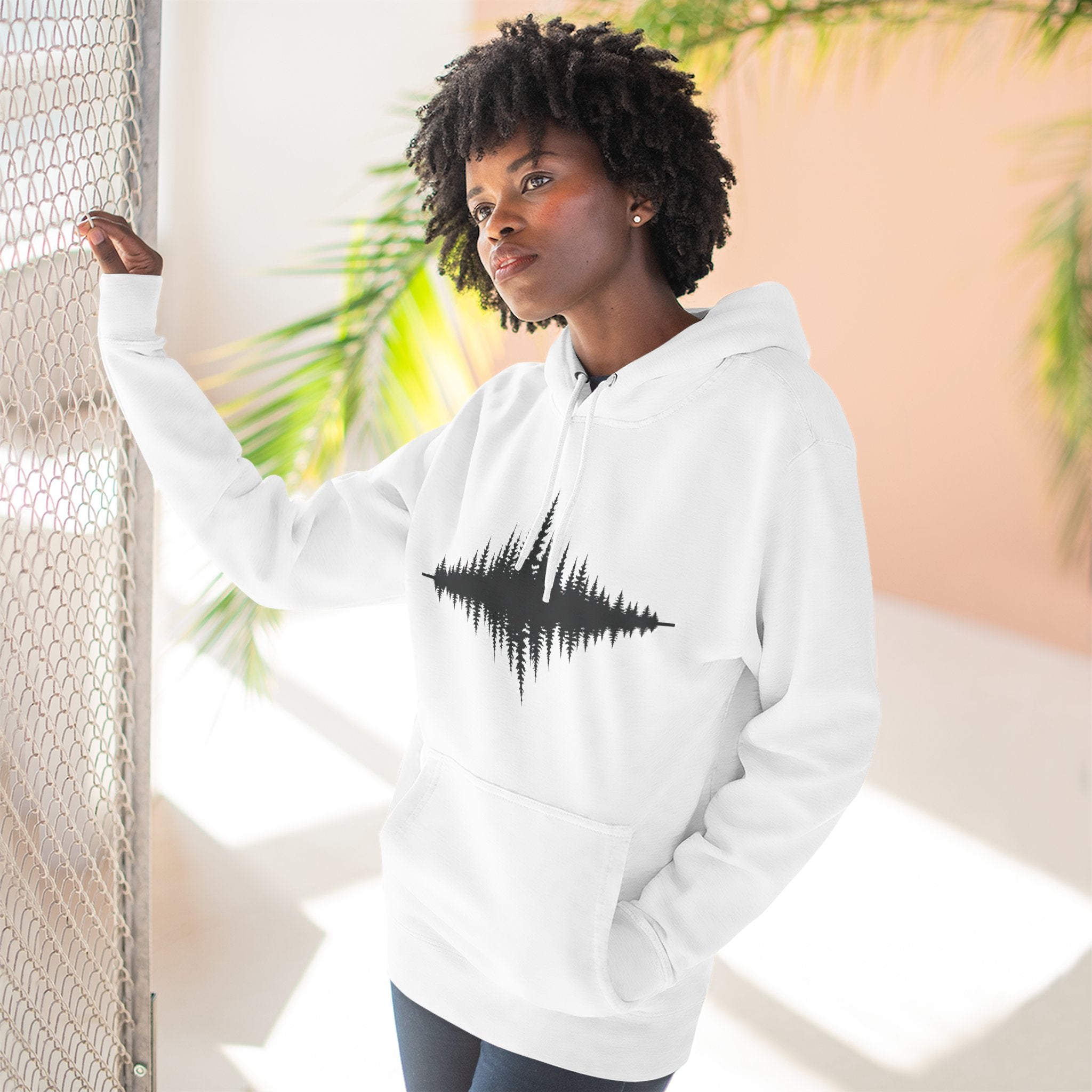 Forest Soundwave Hoodie — Minimal Nature Waveform Sweatshirt