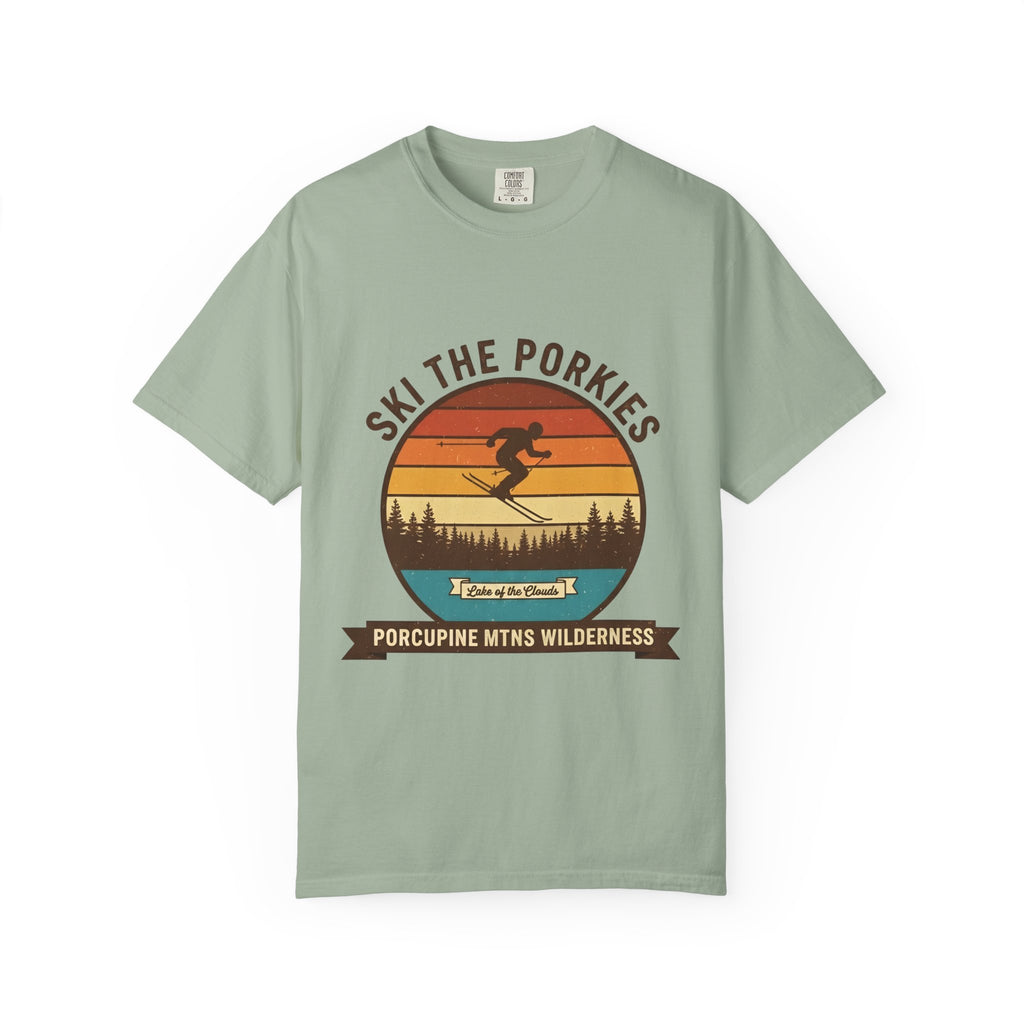 Ski the Porkies T-Shirt — Porcupine Mtns Wilderness Retro Skiing Tee