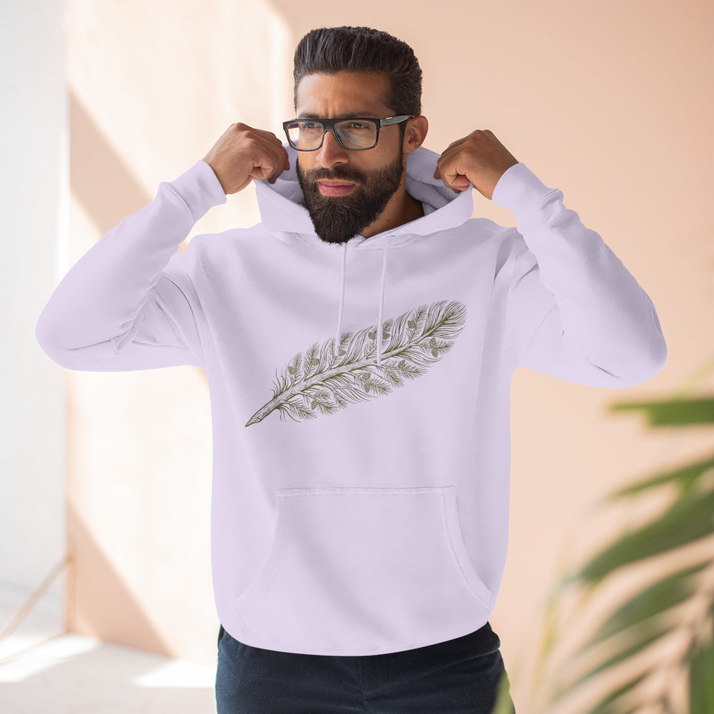 The "Forest Feather" Premium Hoodie - Pine Needle & Quill Illustration