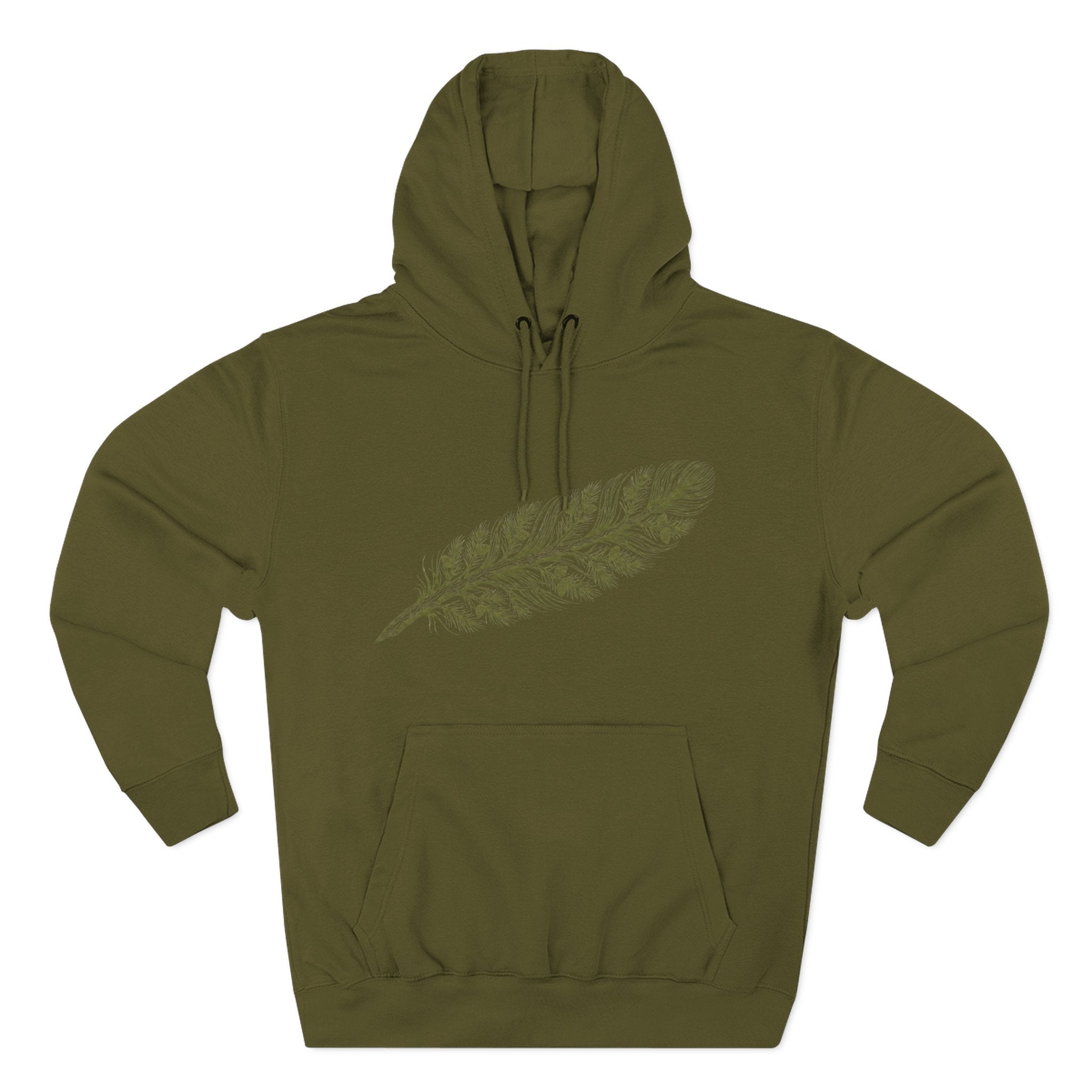 The "Forest Feather" Premium Hoodie - Pine Needle & Quill Illustration