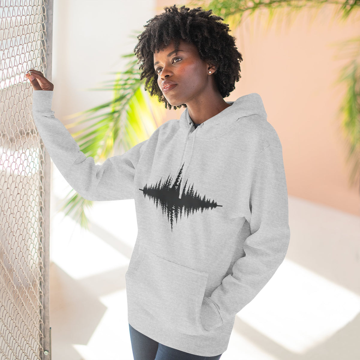 Forest Soundwave Hoodie — Minimal Nature Waveform Sweatshirt