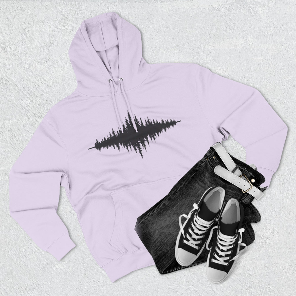Forest Soundwave Hoodie — Minimal Nature Waveform Sweatshirt