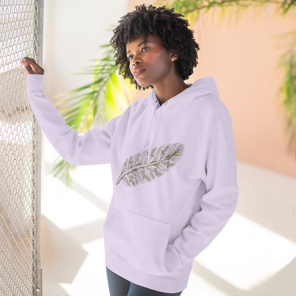 The "Forest Feather" Premium Hoodie - Pine Needle & Quill Illustration