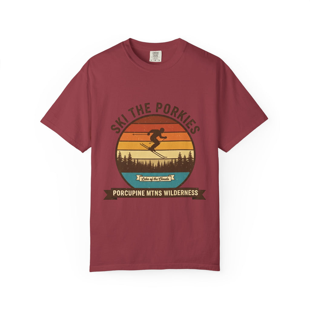 Ski the Porkies T-Shirt — Porcupine Mtns Wilderness Retro Skiing Tee
