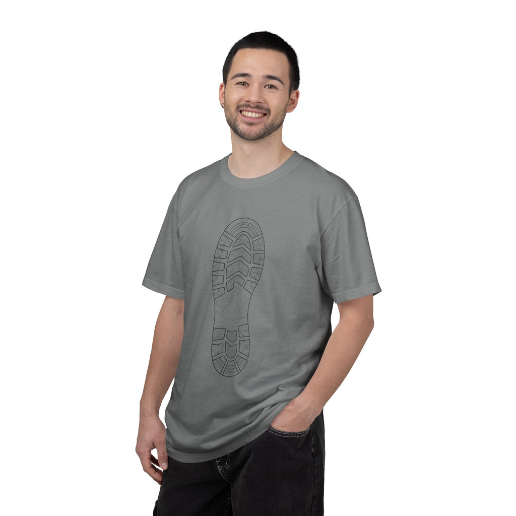 Sole Print T-Shirt — Minimal Boot Print Graphic Tee
