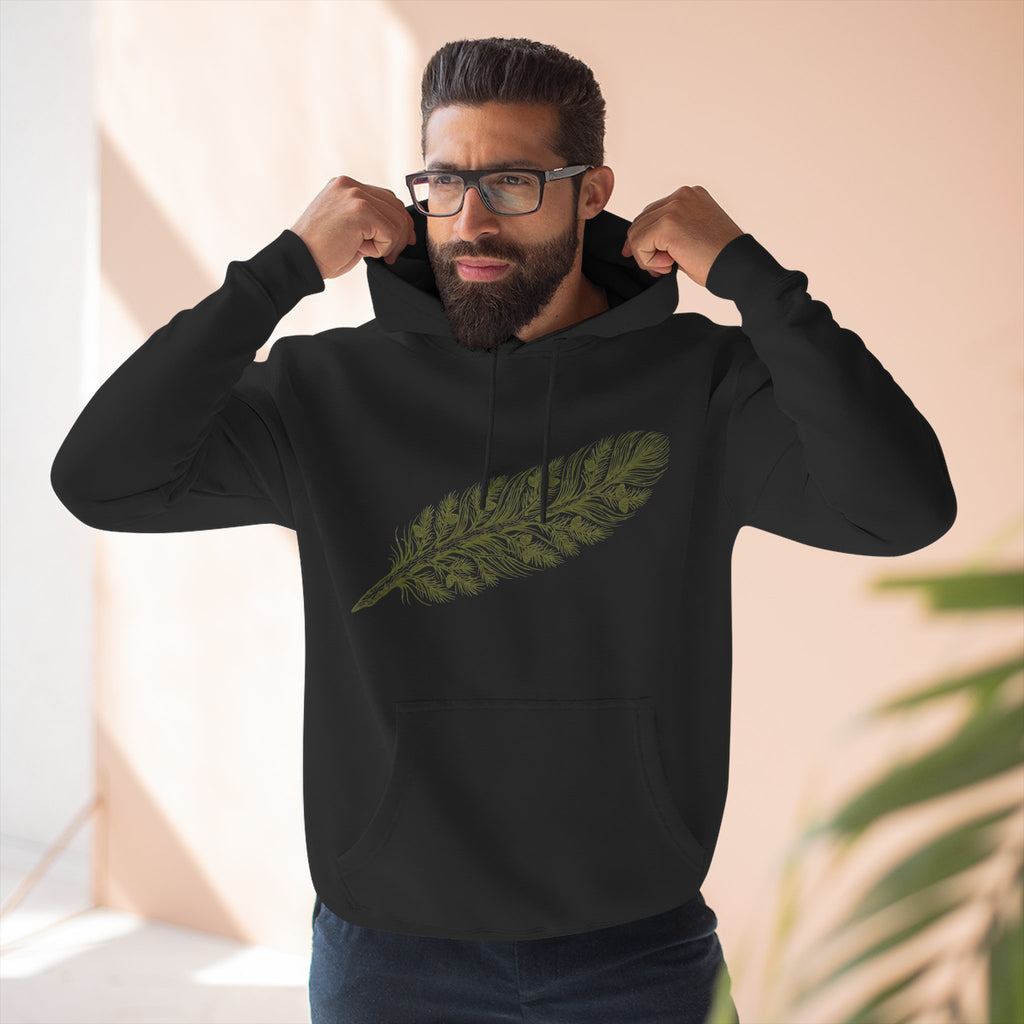 The "Forest Feather" Premium Hoodie - Pine Needle & Quill Illustration