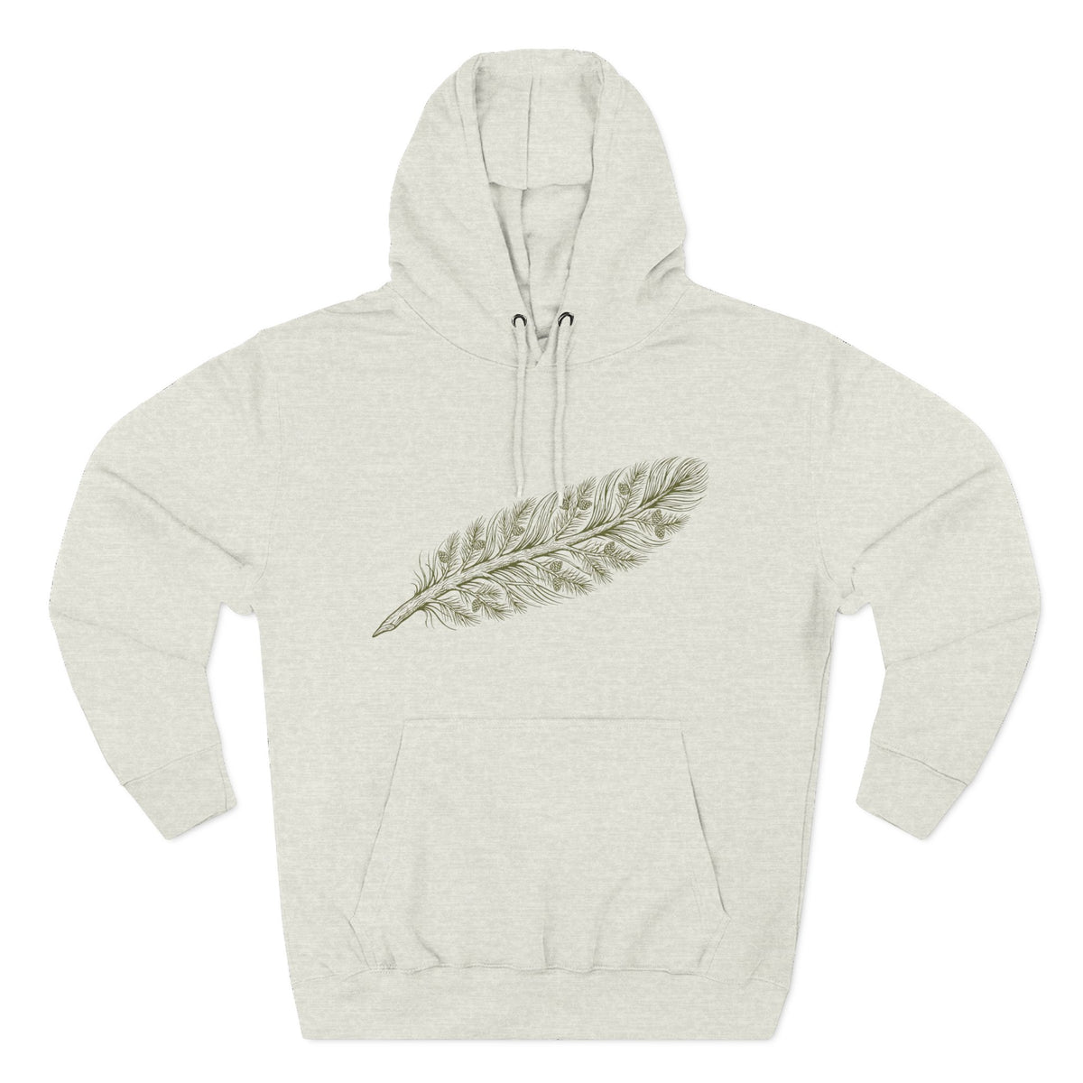The "Forest Feather" Premium Hoodie - Pine Needle & Quill Illustration