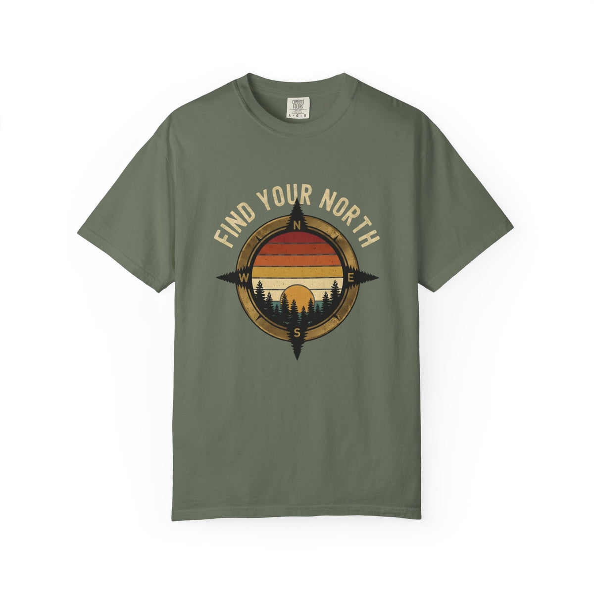 Find Your North T-Shirt — Vintage Compass Sunset Graphic Tee