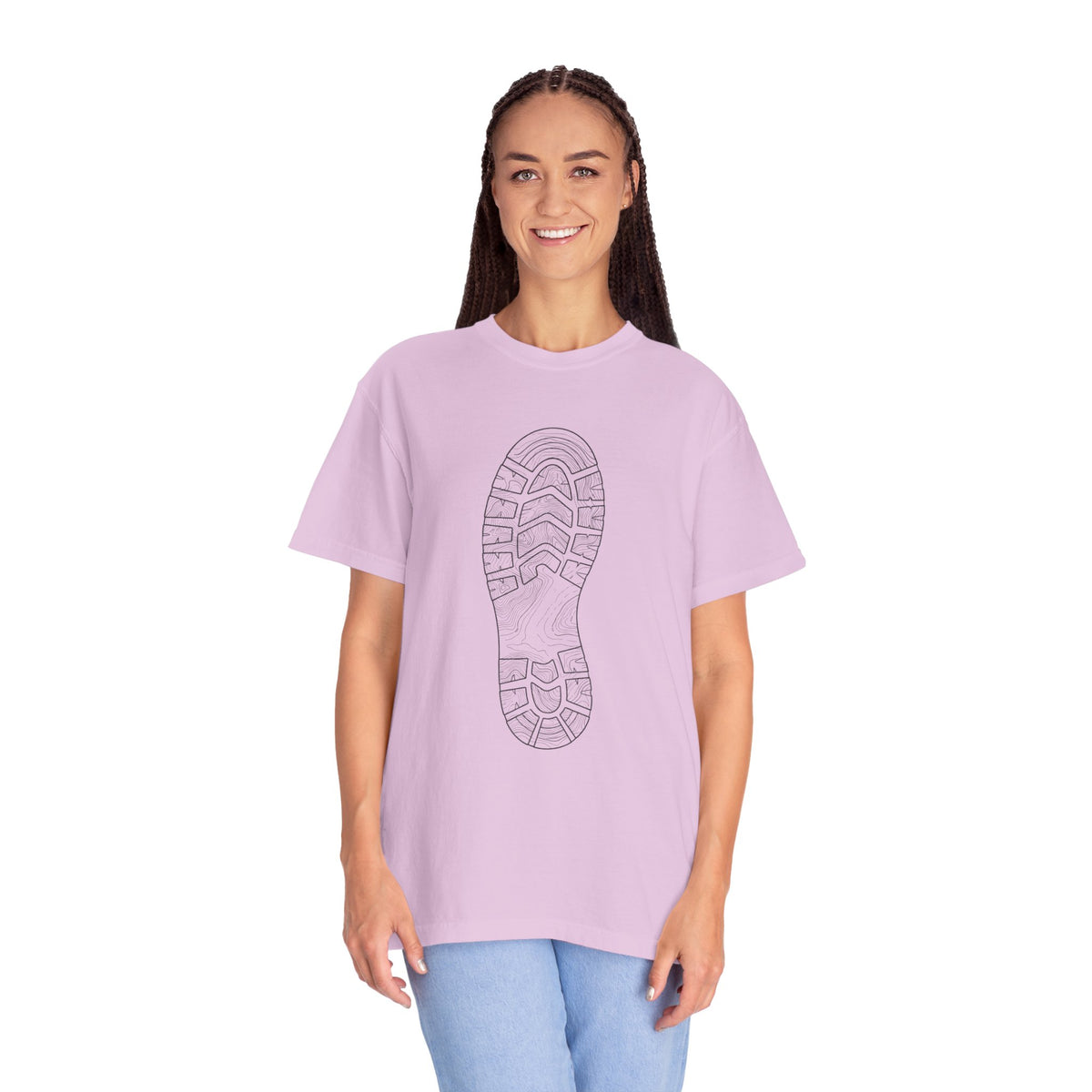 Sole Print T-Shirt — Minimal Boot Print Graphic Tee
