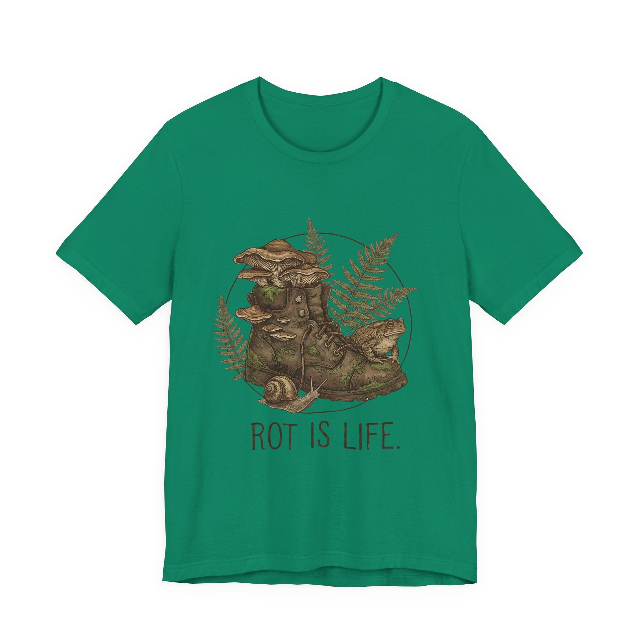 Rot Is Life T‑Shirt — Woodland Mushroom Decay Graphic Tee