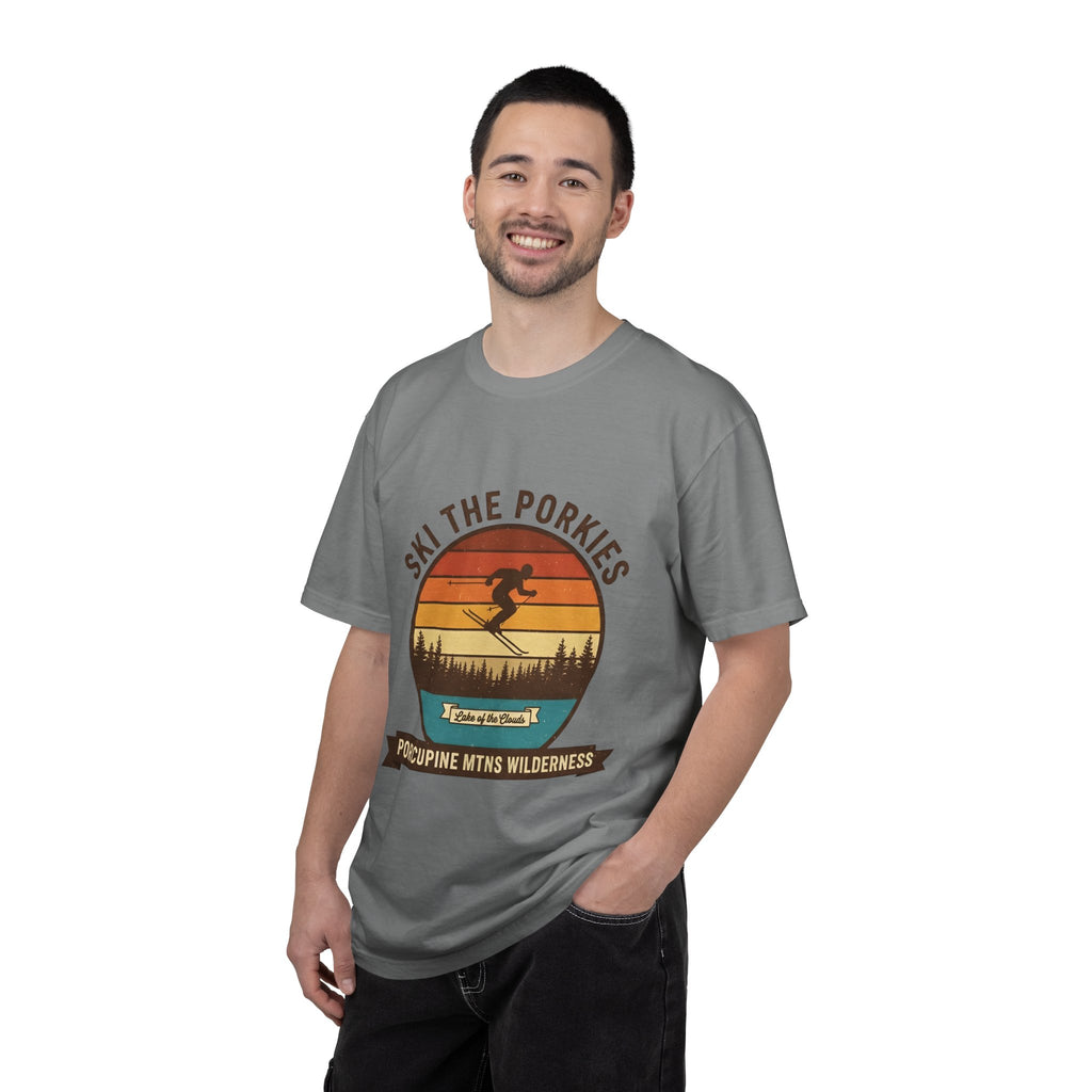 Ski the Porkies T-Shirt — Porcupine Mtns Wilderness Retro Skiing Tee